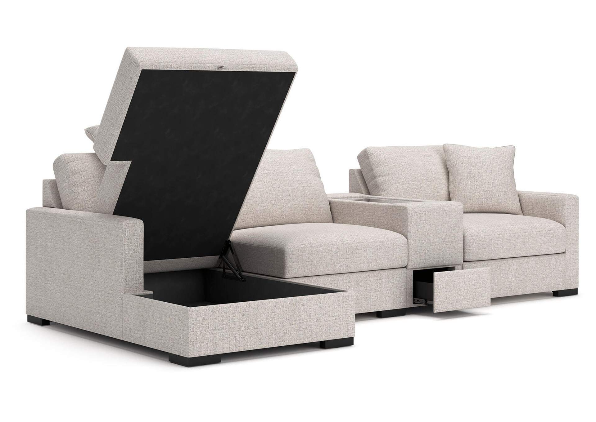 Omaha by Ashley 4-Piece Sectional with Storage Chaise and Storage Console image 2