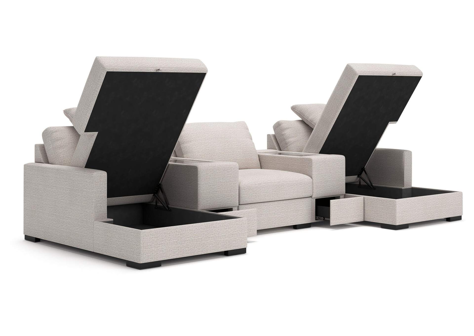 Omaha by Ashley 5-Piece Double Storage Chaise Sectional with Storage Consoles image 1