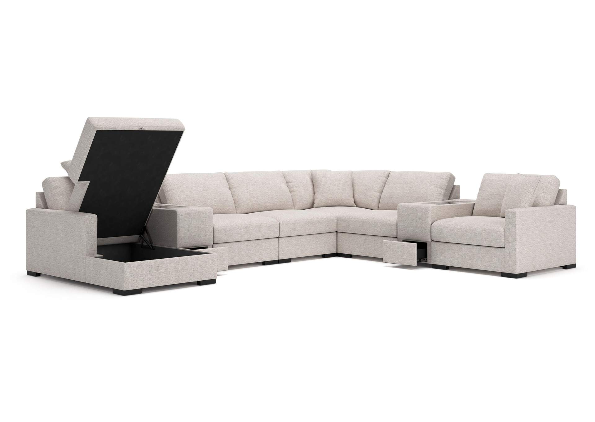 Omaha by Ashley 8-Piece Sectional with Storage Chaise and Storage Consoles image 3