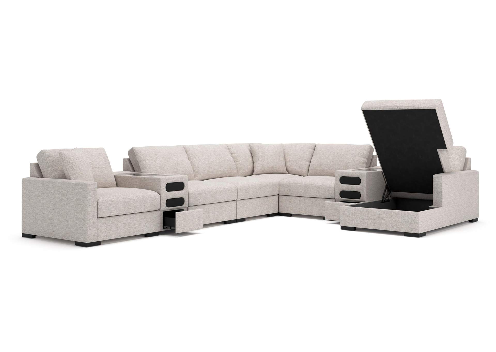 Omaha by Ashley 8-Piece Sectional with Storage Chaise and Audio Consoles image 3