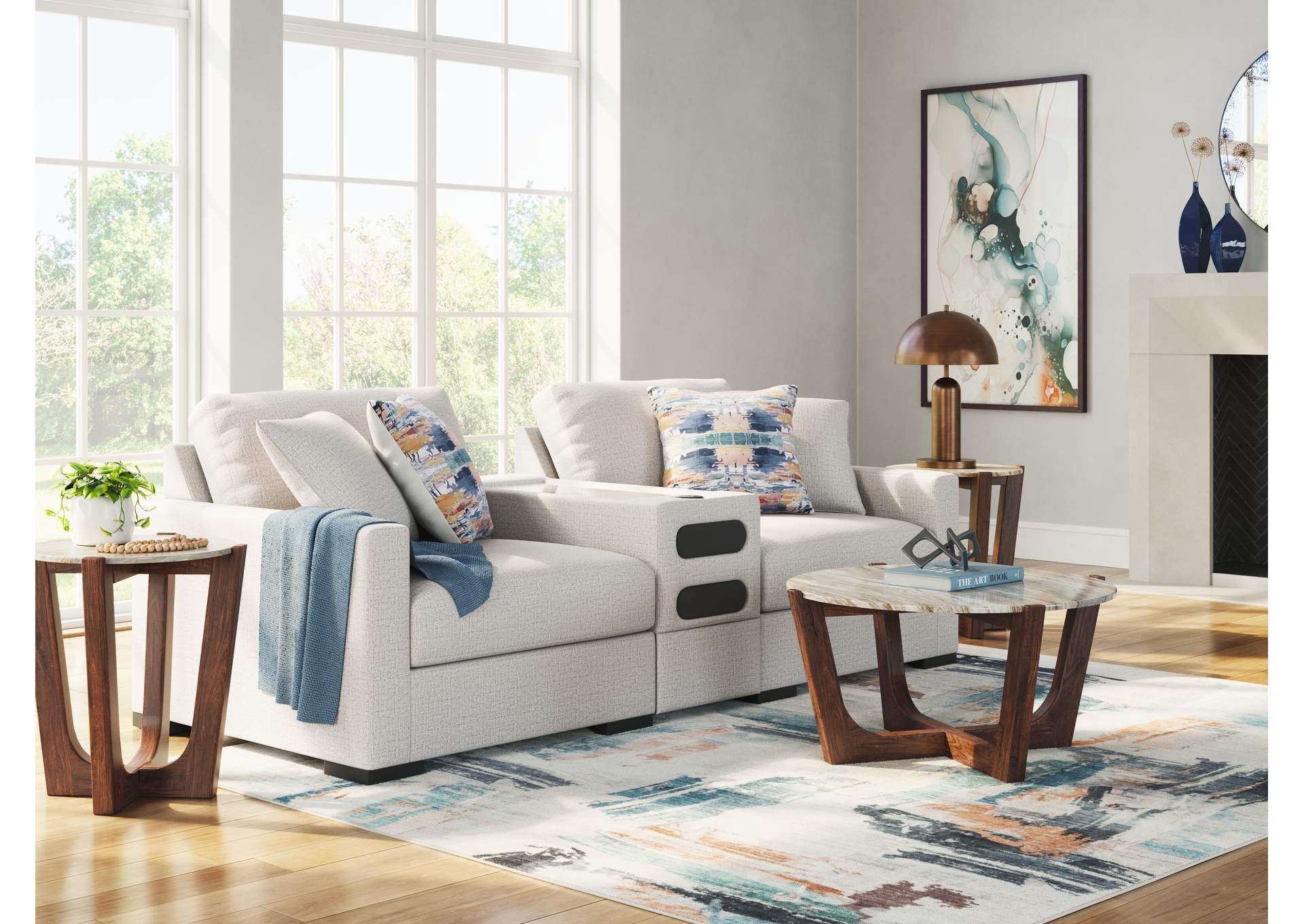 Omaha by Ashley 3-Piece Sectional Loveseat with Audio System image 2