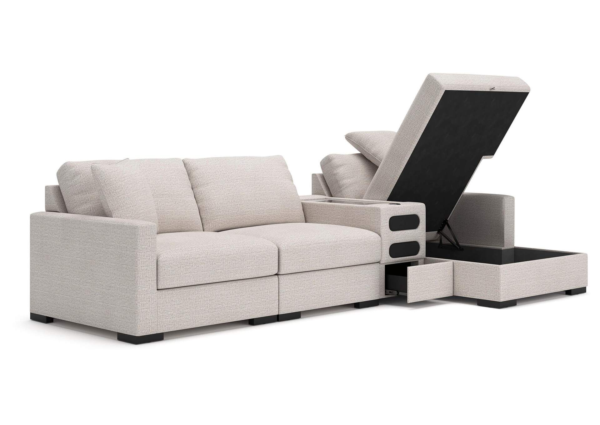 Omaha by Ashley 4-Piece Sectional with Storage Chaise and Audio Console image 2