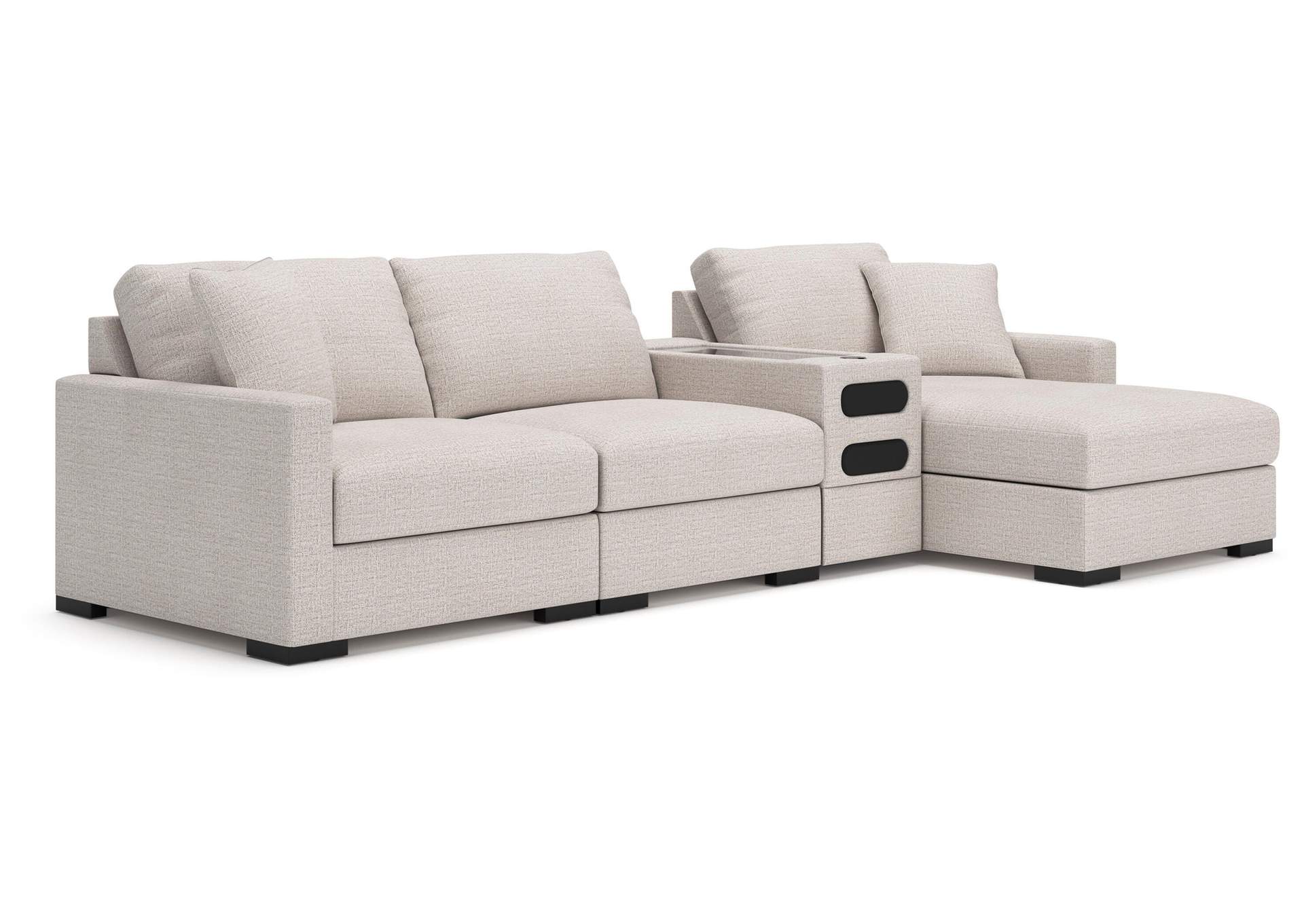 Omaha by Ashley 4-Piece Sectional with Storage Chaise and Audio Console image 1