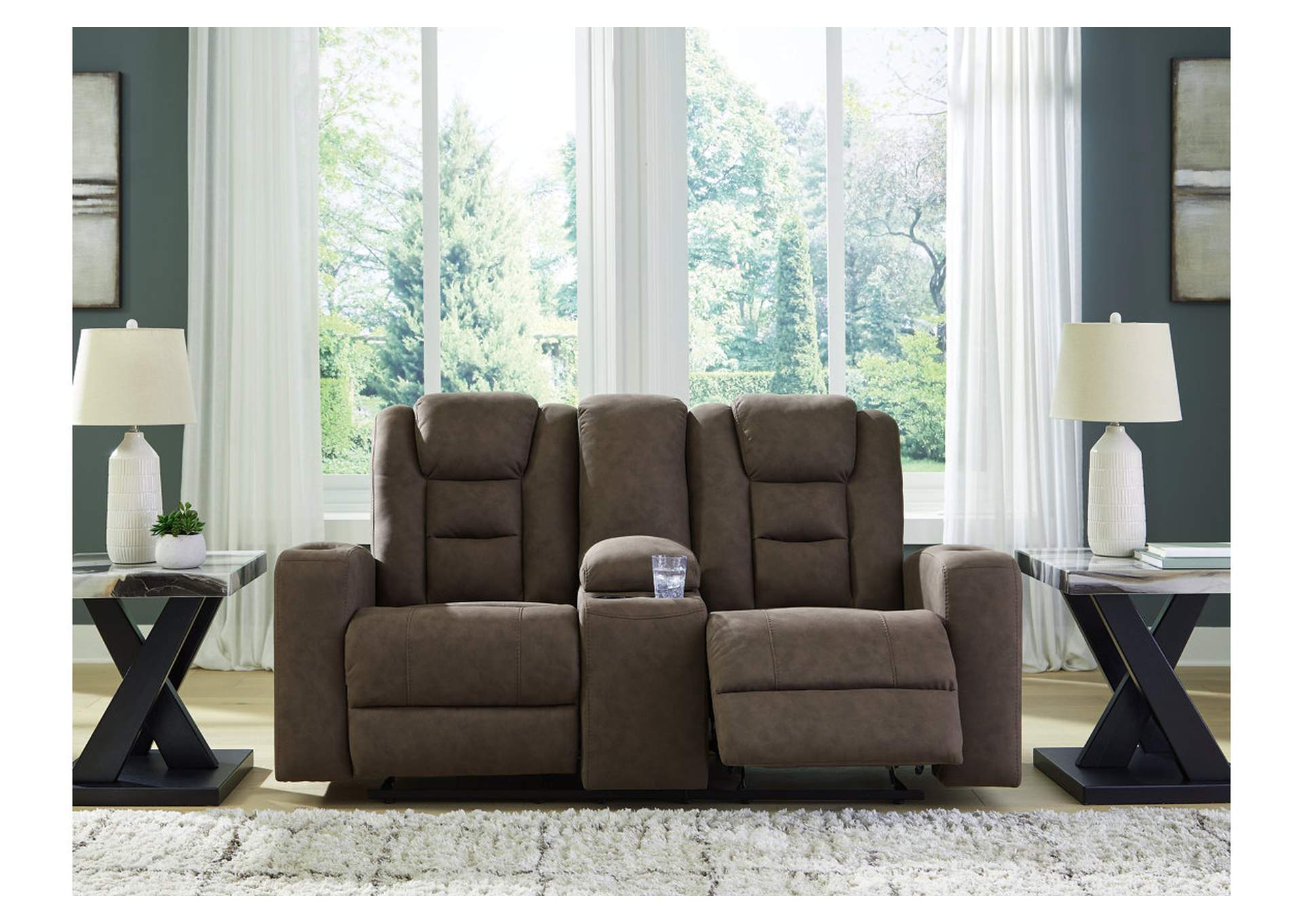 Mayhem Madness Glider Reclining Loveseat with Console