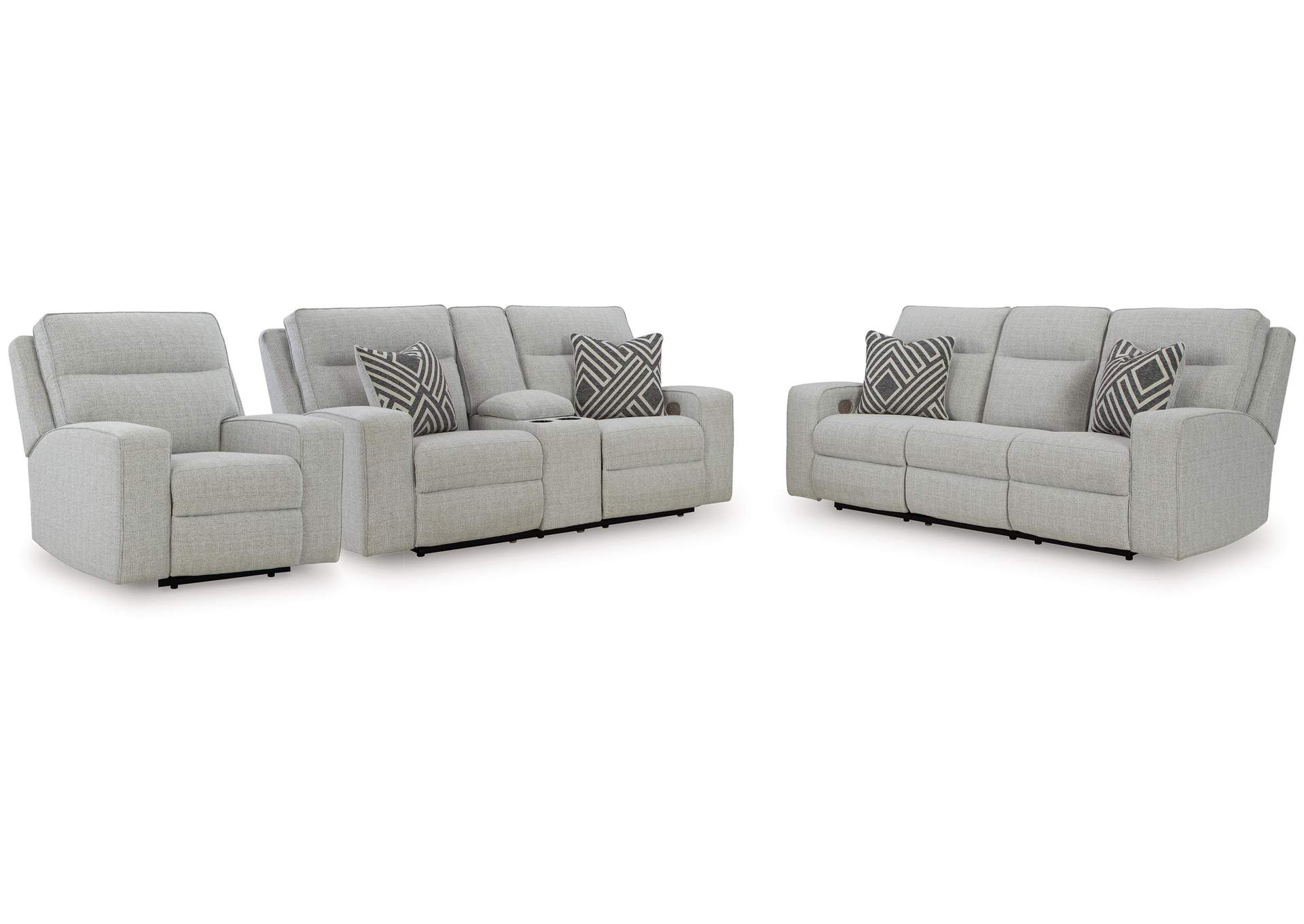 Jasperson Next-Gen Nuvella™ Performance Fabric Dual Power Sofa, Loveseat and Recliner