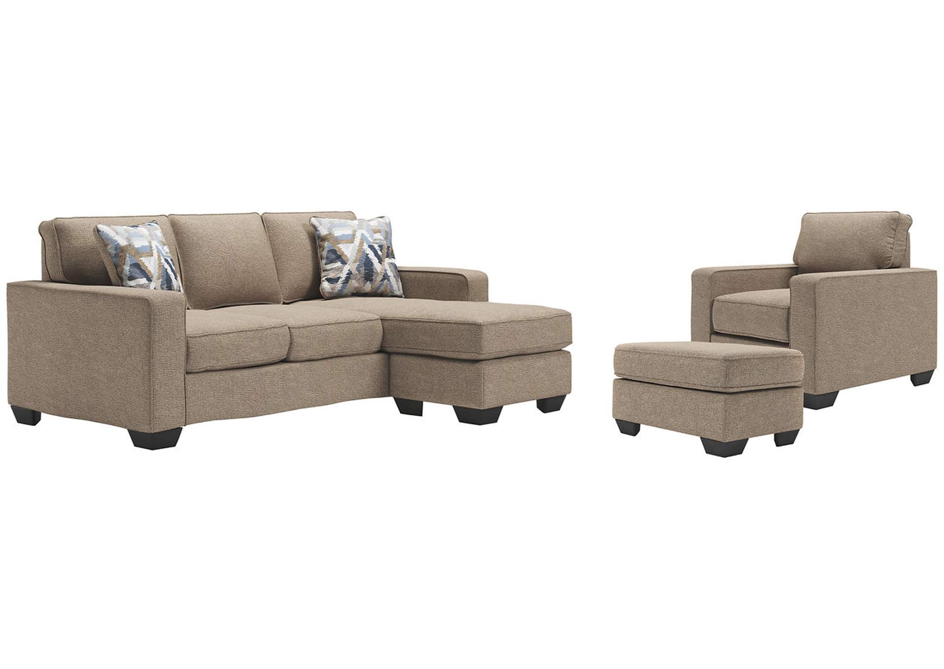 Greaves Sofa Chaise, Chair, and Ottoman