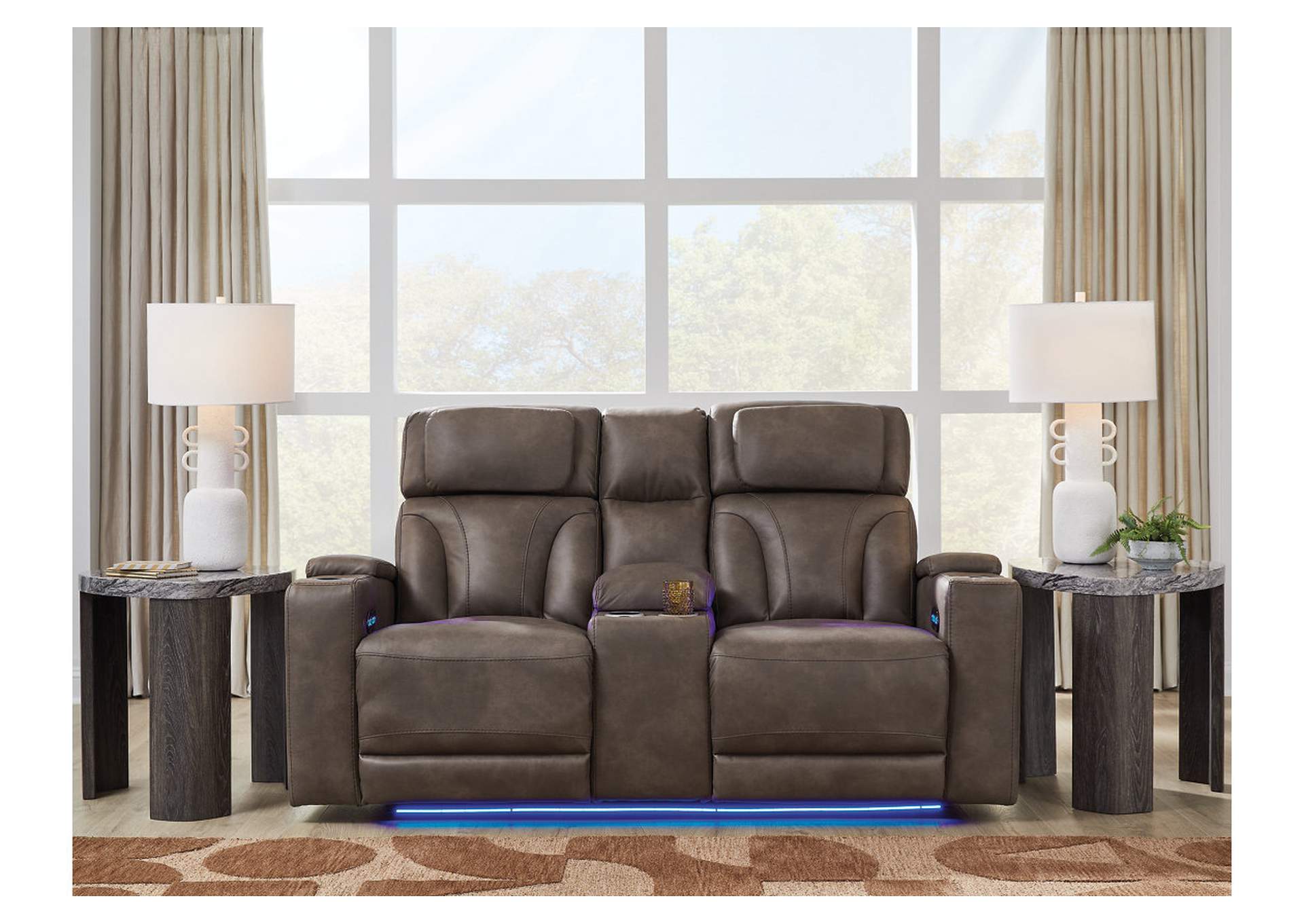 Warrior Peak Power Reclining Loveseat with Console