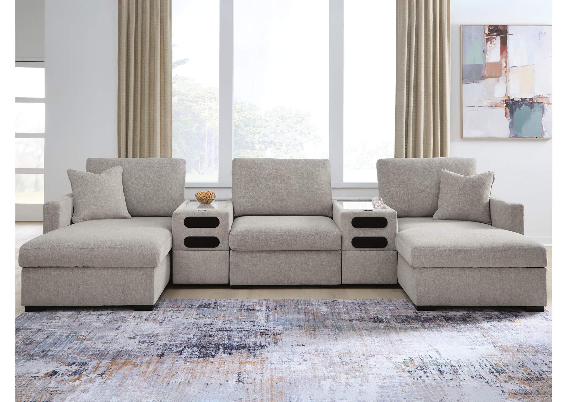 ModMax Luxe 5-Piece Double Chaise Sectional with Audio Consoles image 1