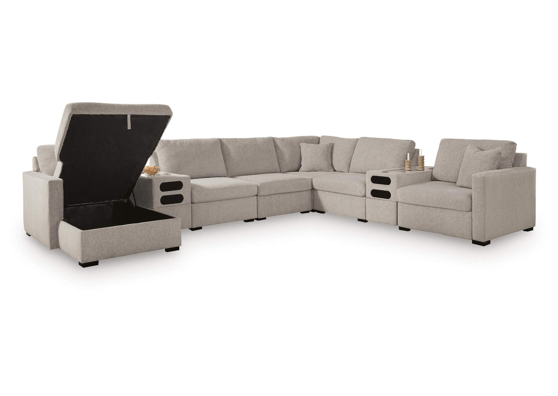 ModMax Luxe 8-Piece Sectional with Storage Chaise and Audio Consoles image 1