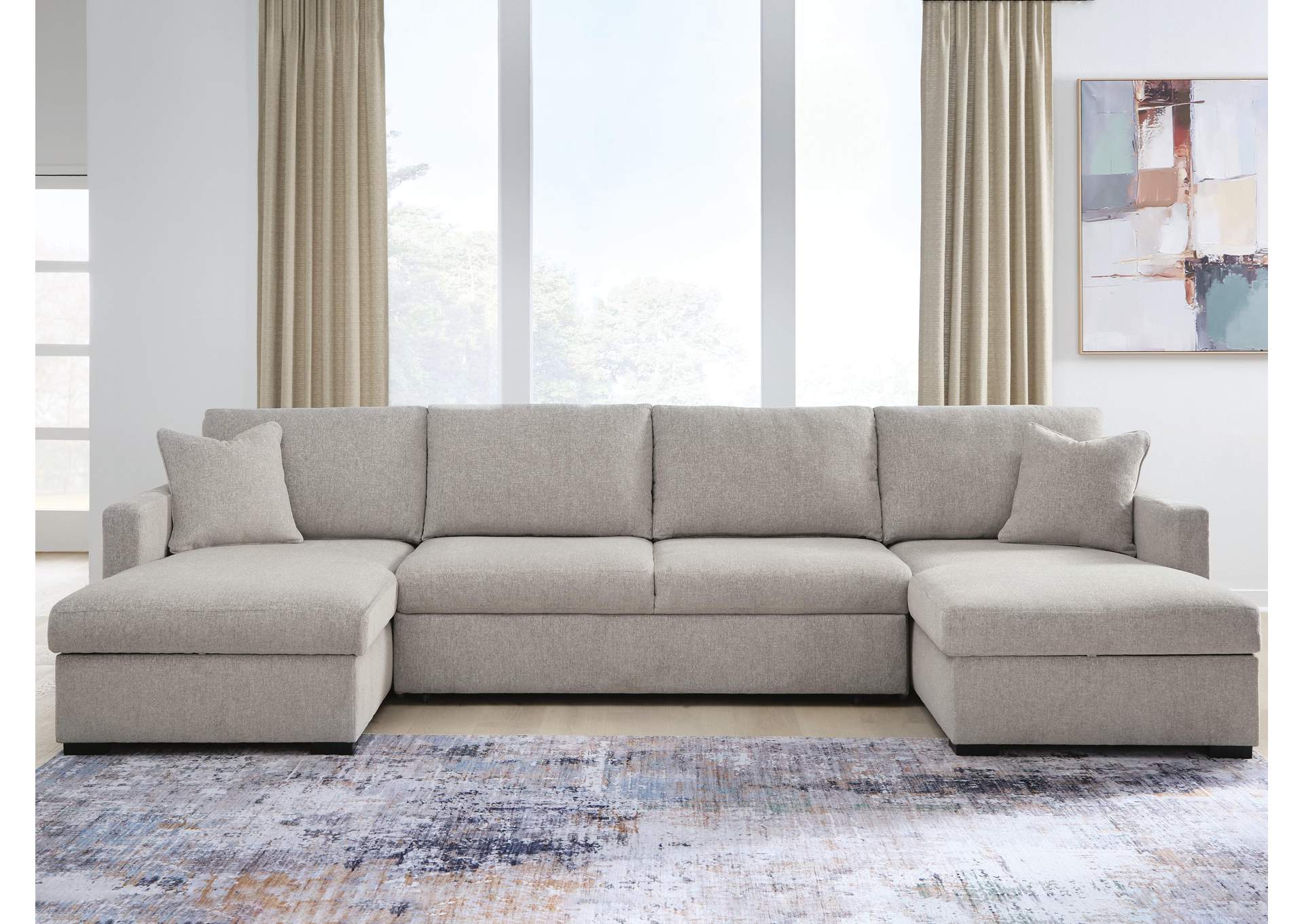 ModMax Luxe 3-Piece Double Storage Chaise Sectional with Pop Up Sleeper image 1
