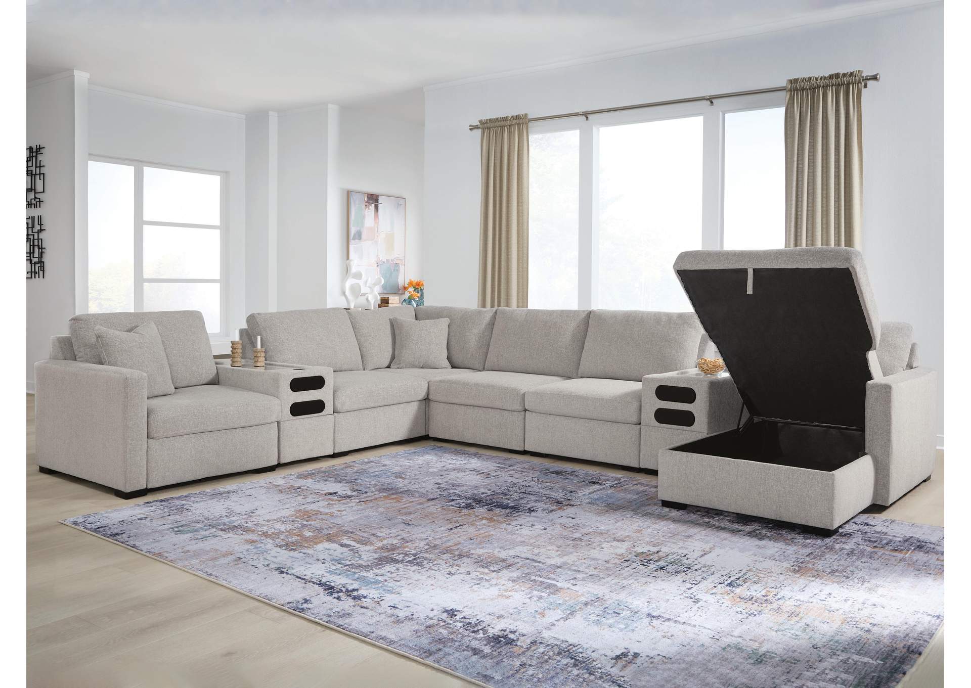 ModMax Luxe 8-Piece Sectional with Storage Chaise and Audio Consoles image 2