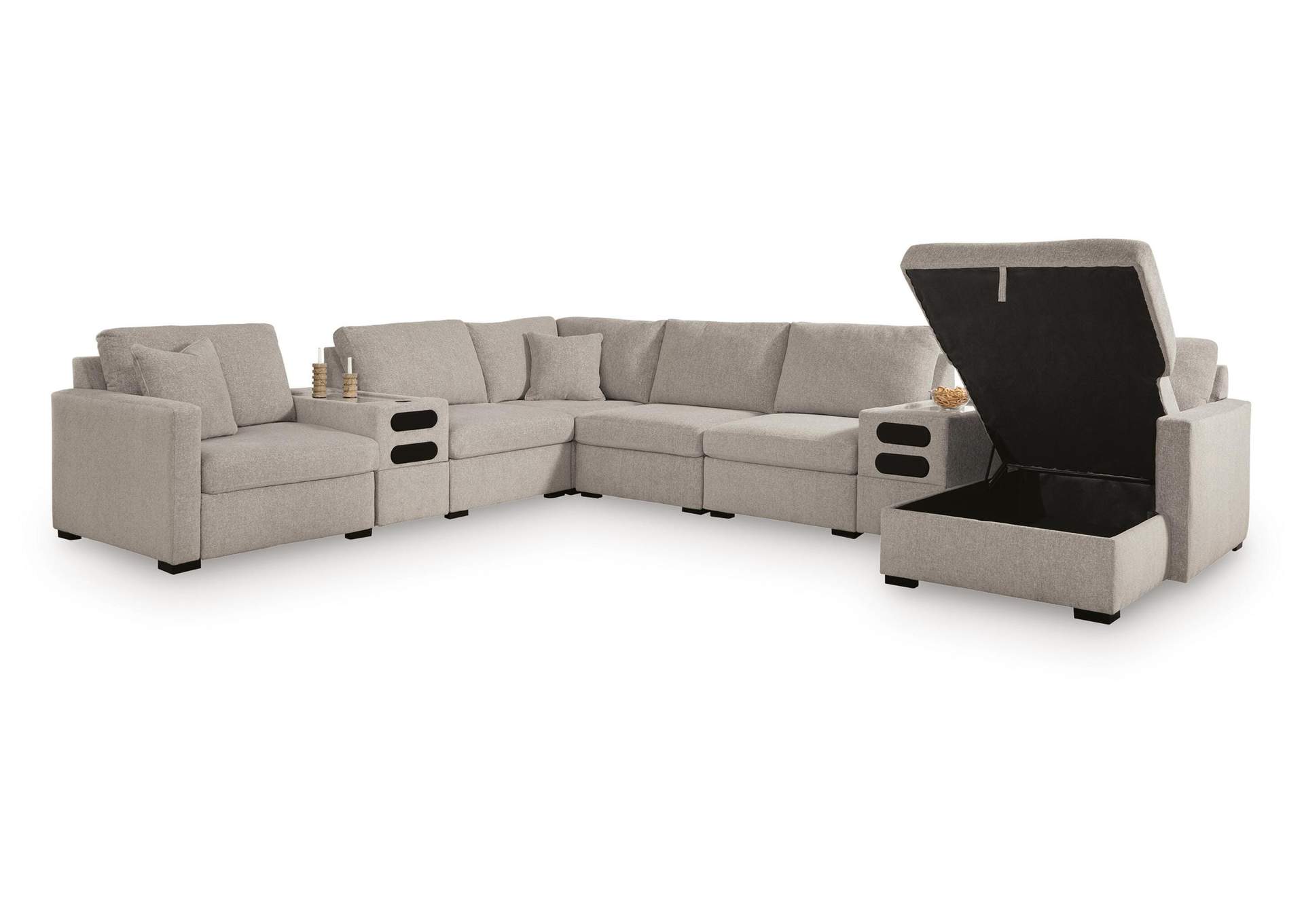 ModMax Luxe 8-Piece Sectional with Storage Chaise and Audio Consoles image 1
