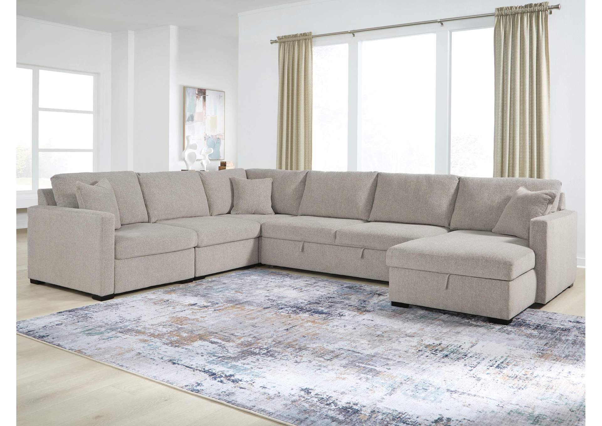 ModMax Luxe 5-Piece Sectional with Storage Chaise and Pop Up Sleeper image 2