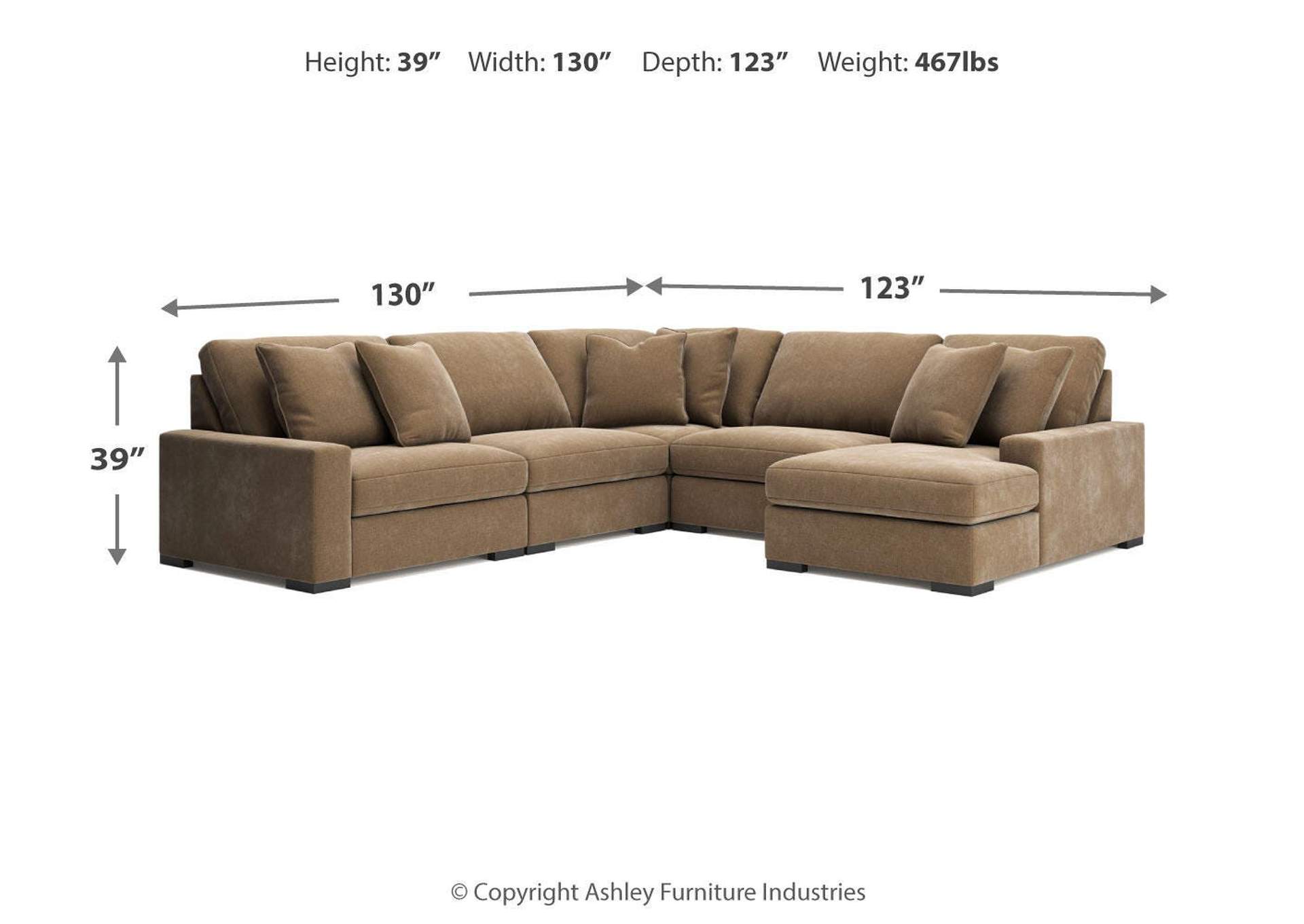 Calden 5-Piece Sectional with Chaise image 8