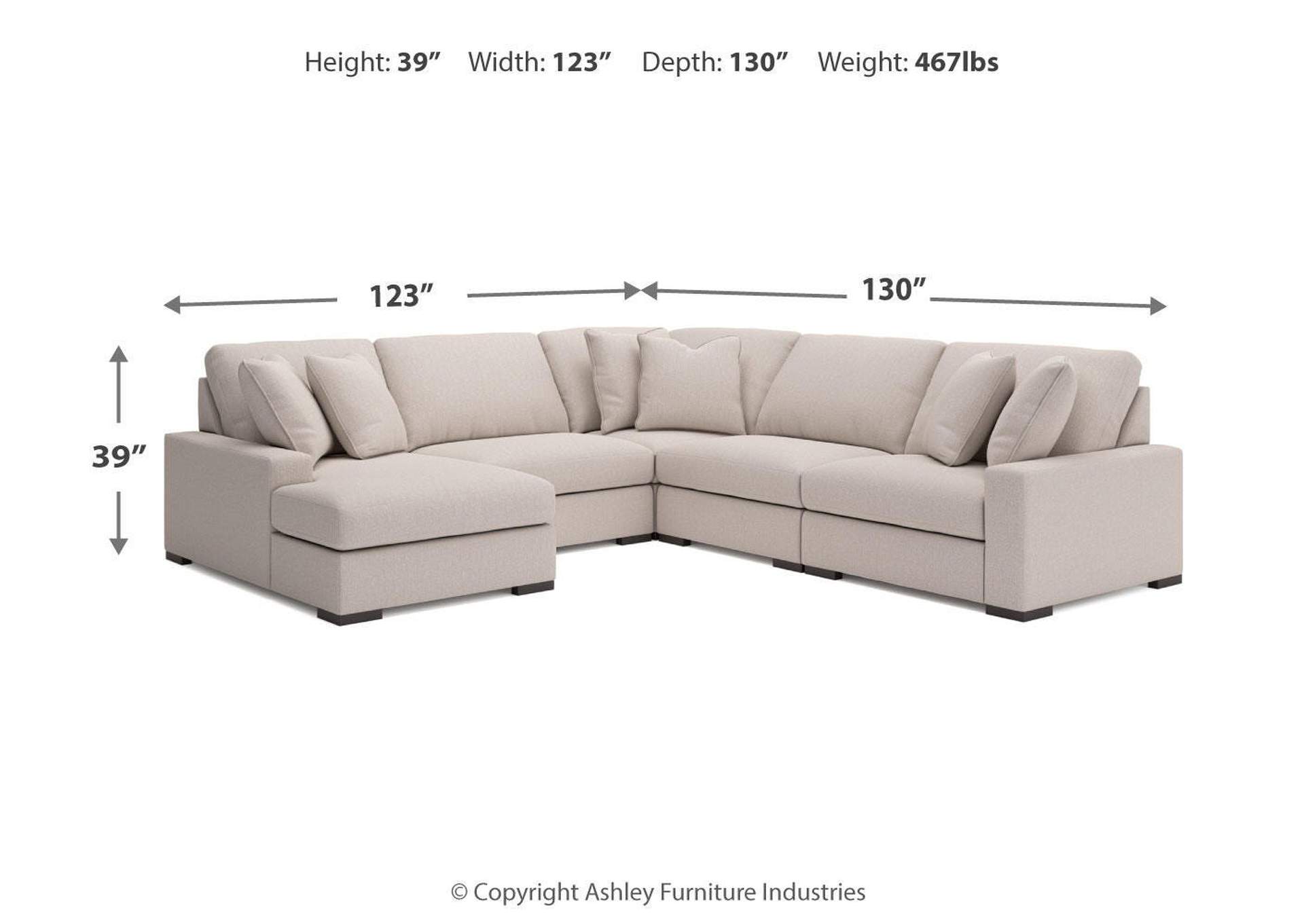 Calden 5-Piece Sectional with Chaise image 9