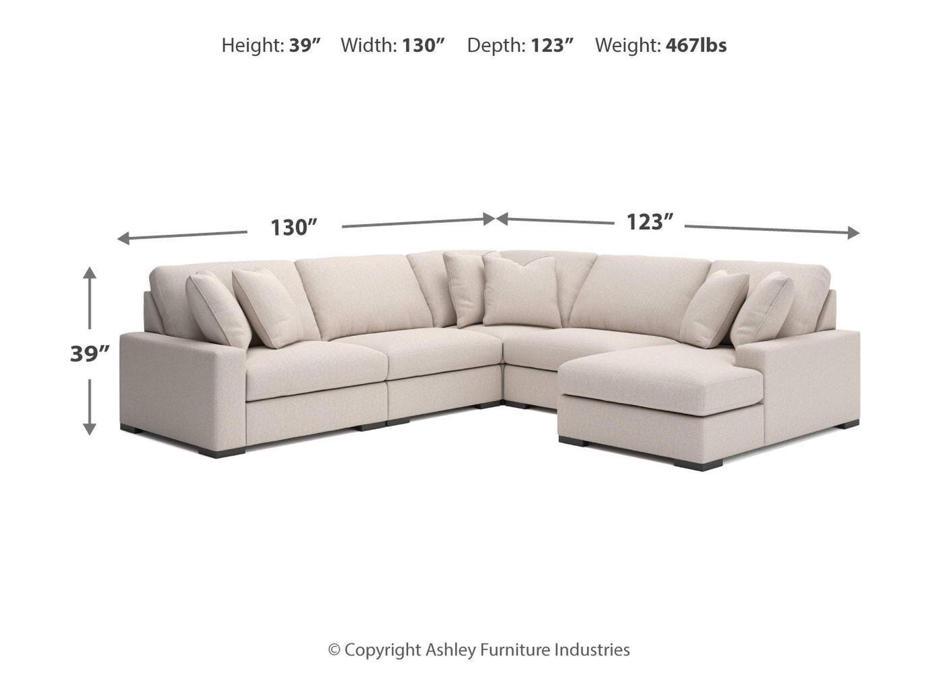 Calden 5-Piece Sectional with Chaise image 8