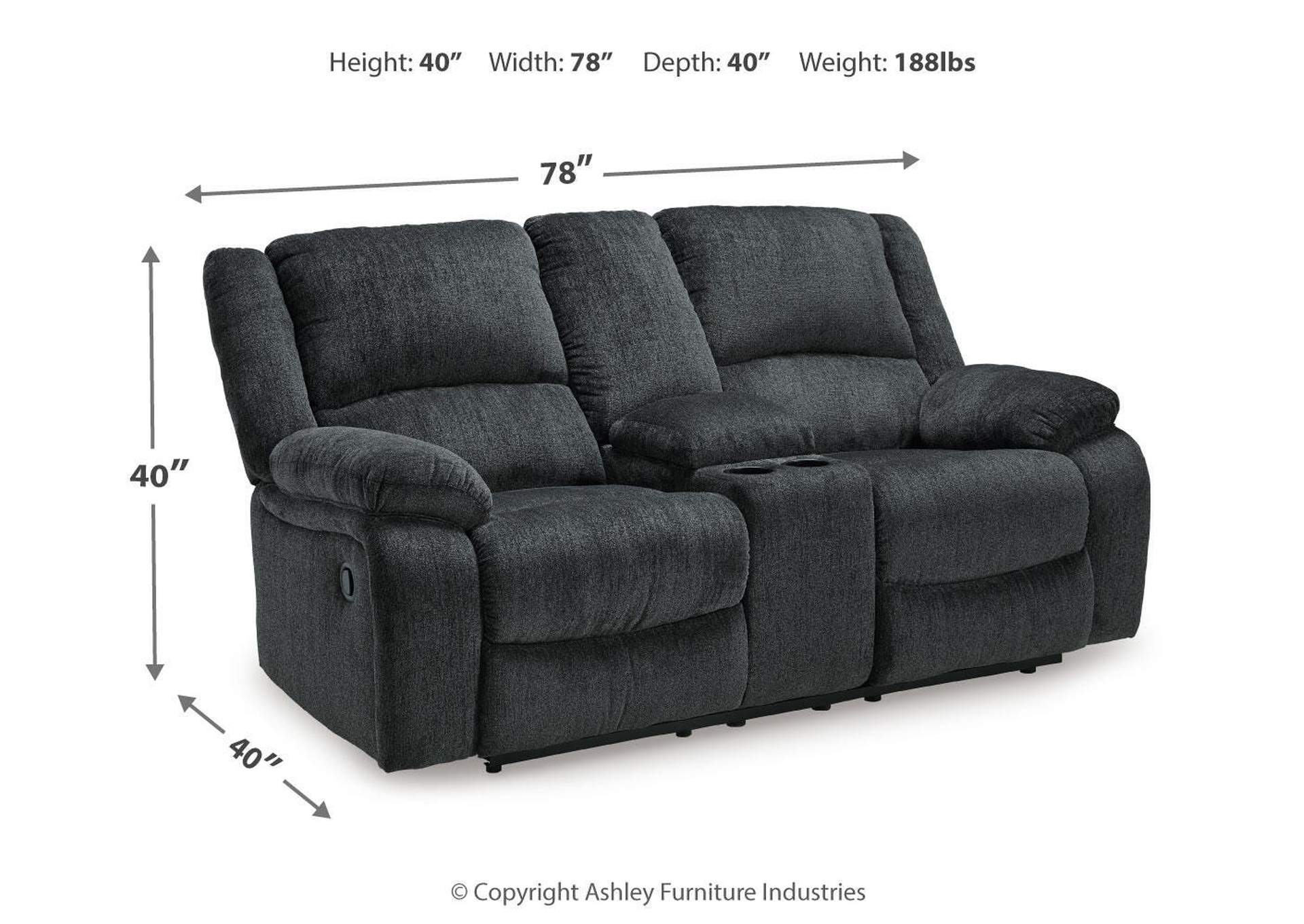 Draycoll Reclining Loveseat with Console image 6