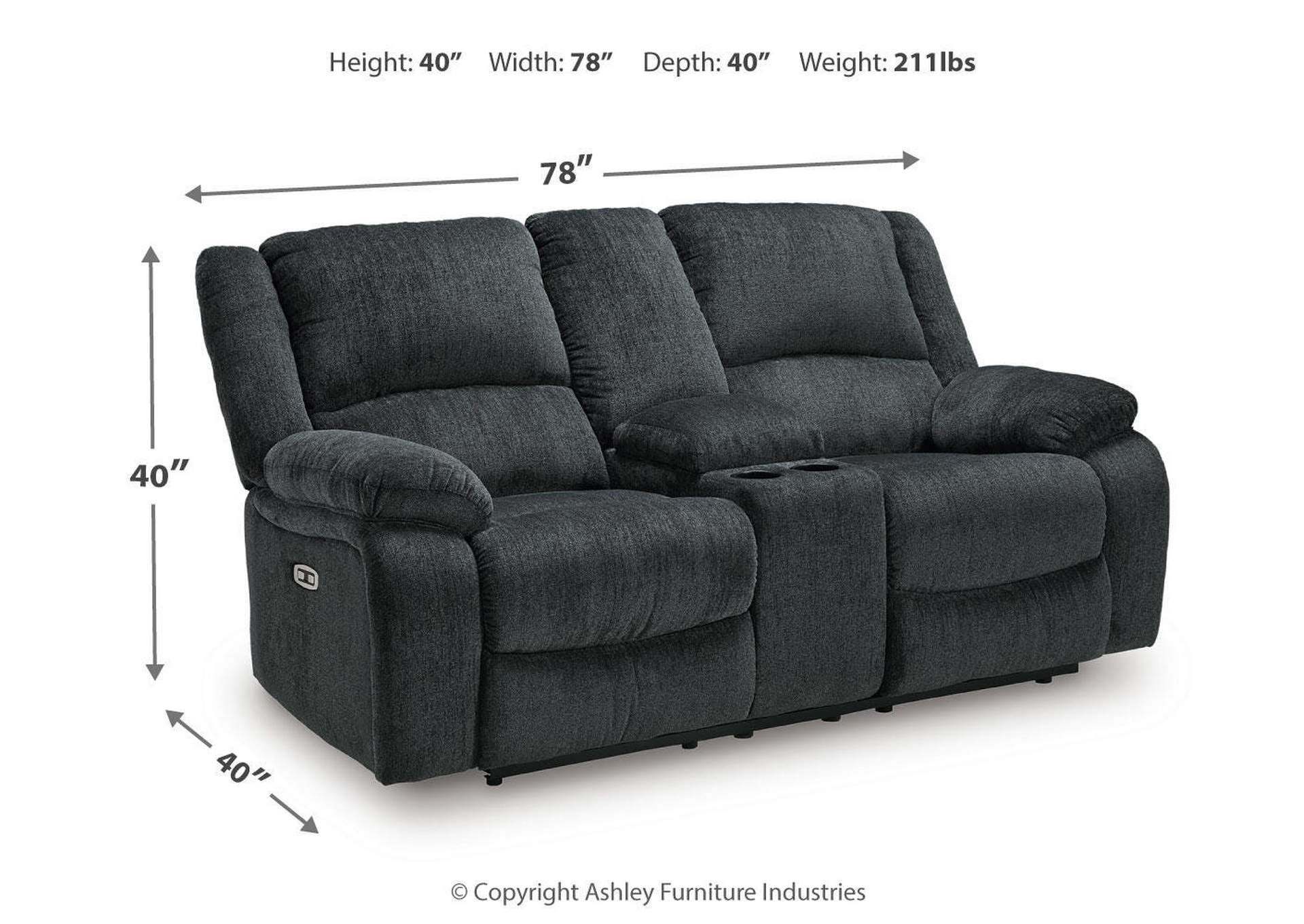 Draycoll Power Reclining Loveseat with Console image 7