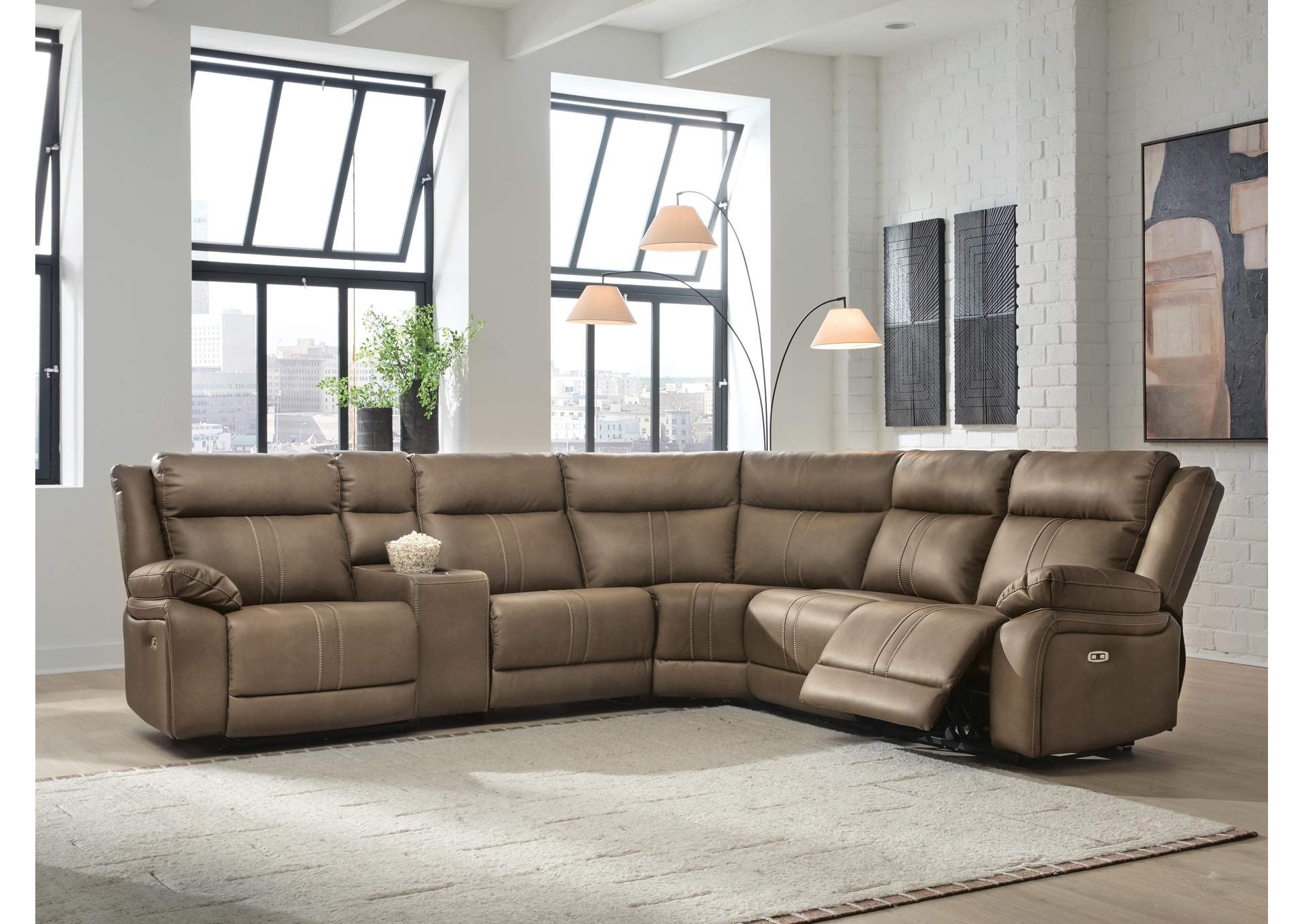 Max-Momentum 6-Piece Power Reclining Sectional with Audio Console image 2