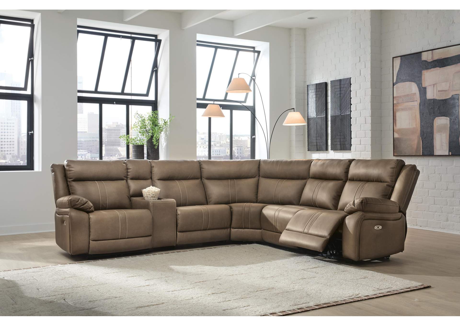 Max-Momentum 6-Piece Power Reclining Sectional with Audio Console image 2