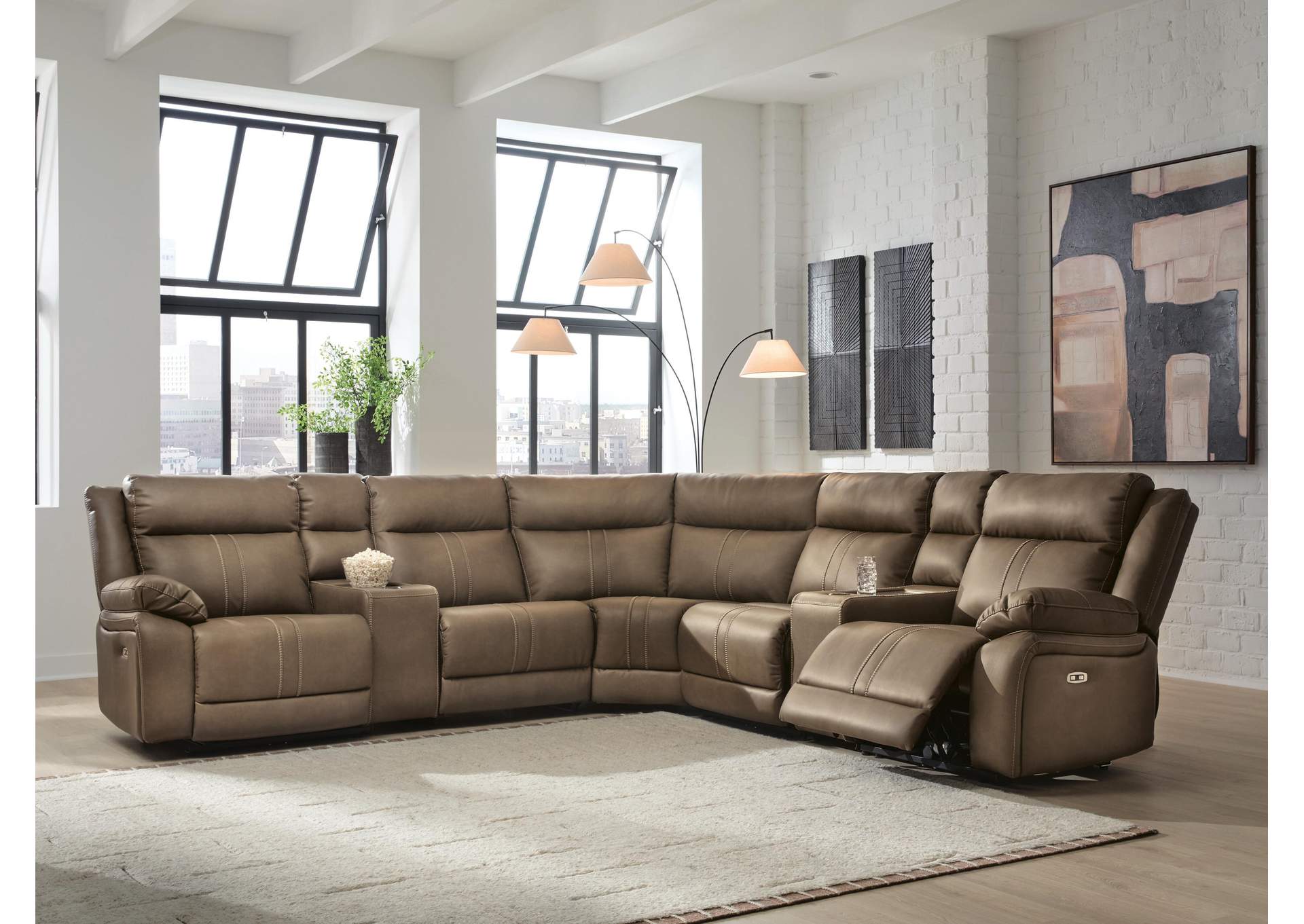 Max-Momentum 7-Piece Power Reclining Sectional with Audio Consoles image 2