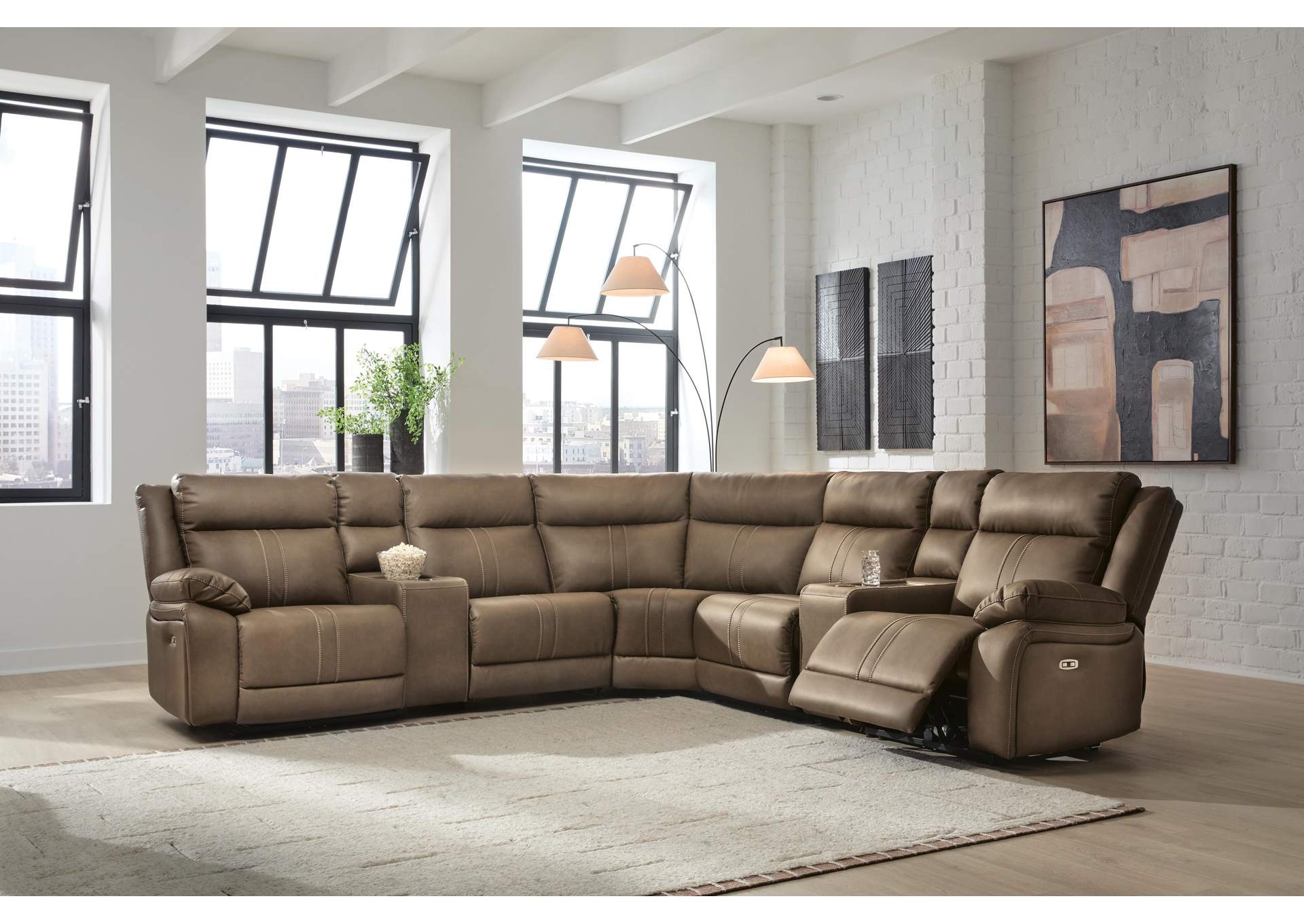 Max-Momentum 7-Piece Power Reclining Sectional with Audio Consoles image 2