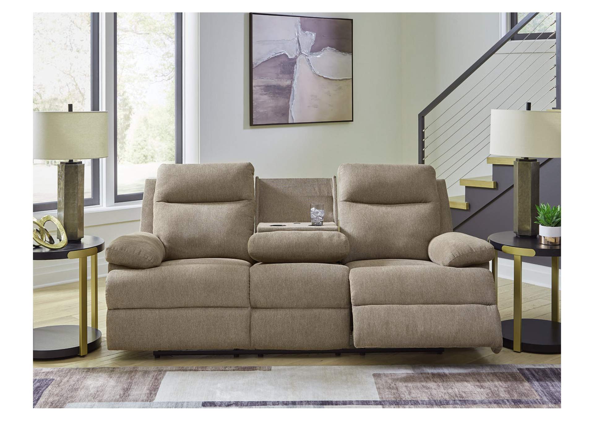 Side-Swipe Reclining Sofa with Drop Down Table image 9
