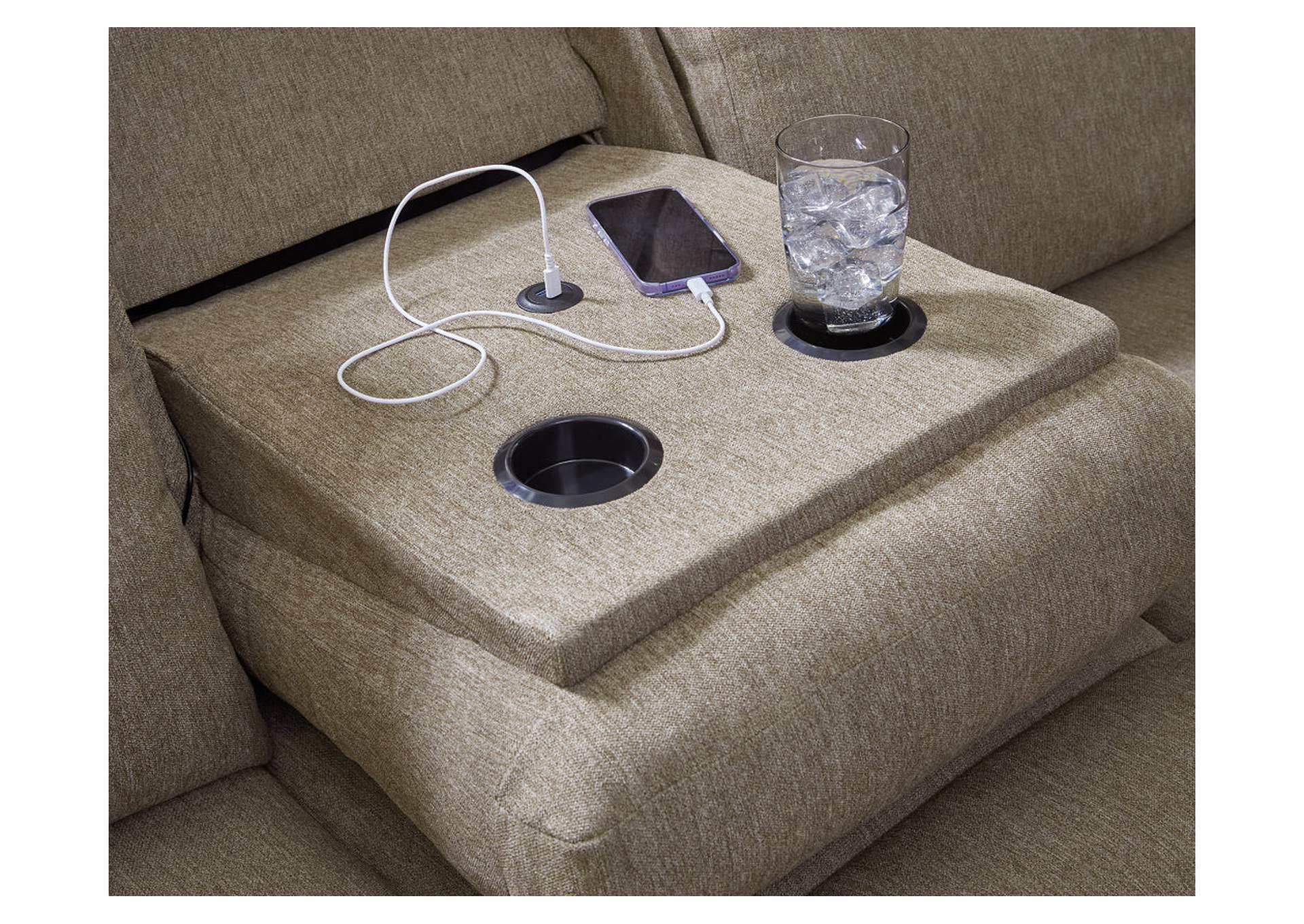 Side-Swipe Reclining Sofa with Drop Down Table image 10
