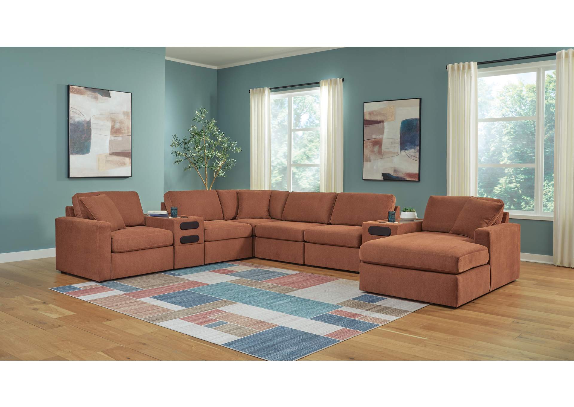Modmax 8-Piece Sectional with Storage Chaise and Audio Consoles image 1