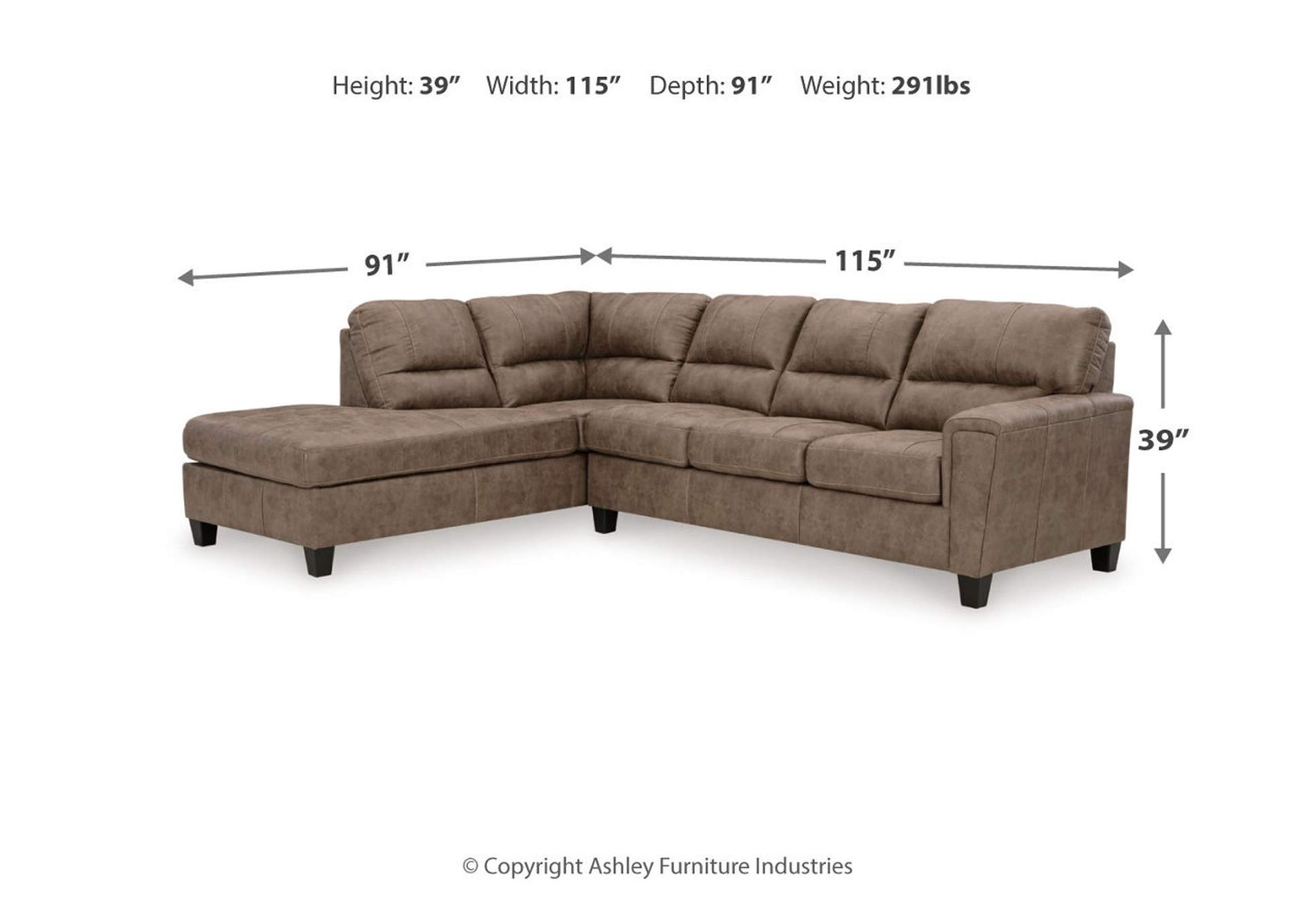 Navi 2-Piece Sectional Sofa Sleeper Chaise