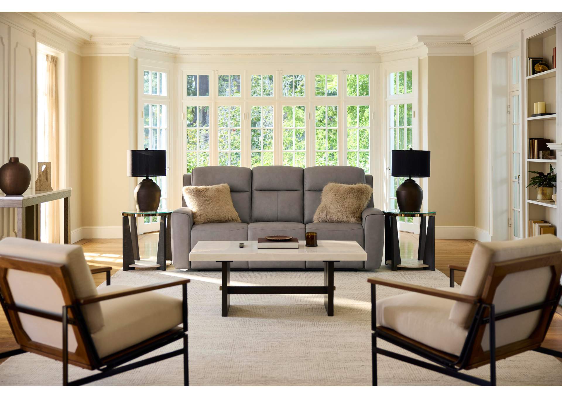 5Z-Relaxation Dual Power Reclining Leather Sofa and Loveseat image 2