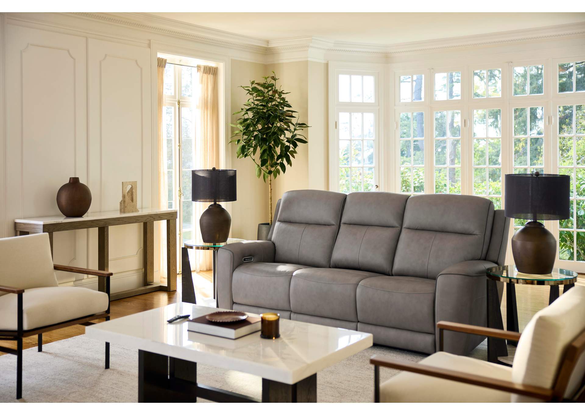 5Z-Relaxation Dual Power Reclining Leather Sofa and Loveseat image 13