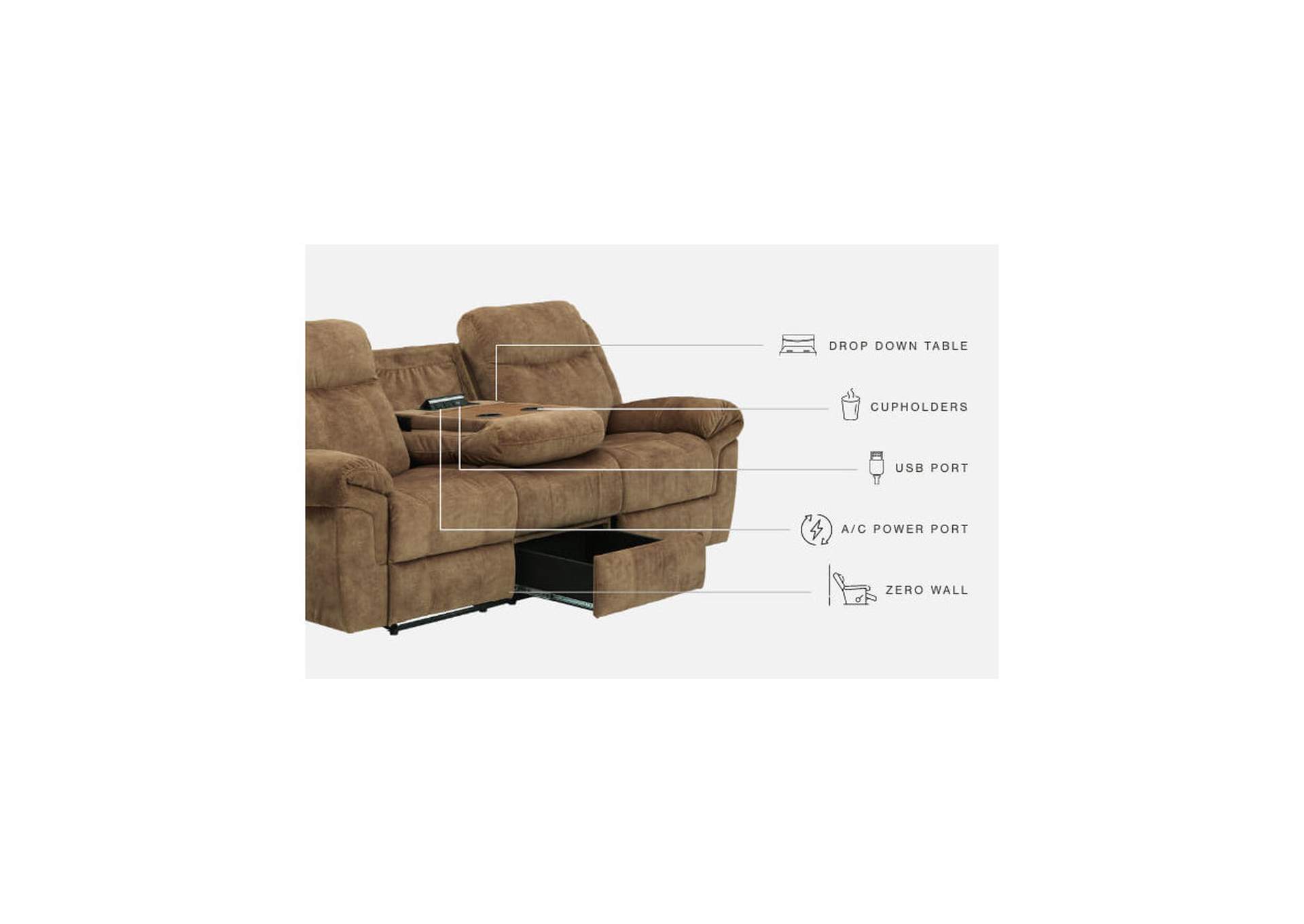 Huddle-Up Reclining Sofa with Drop Down Table image 5