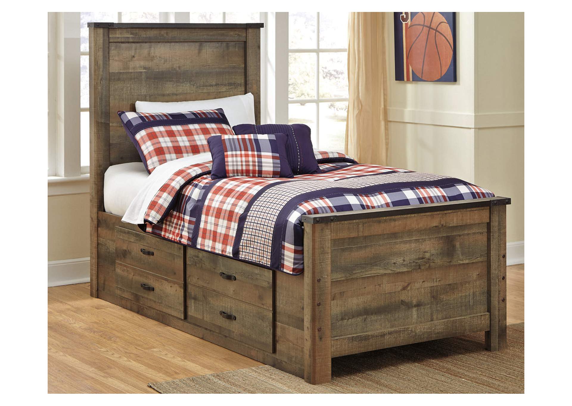 Trinell Twin Panel Bed with 2 Storage Drawers image 3