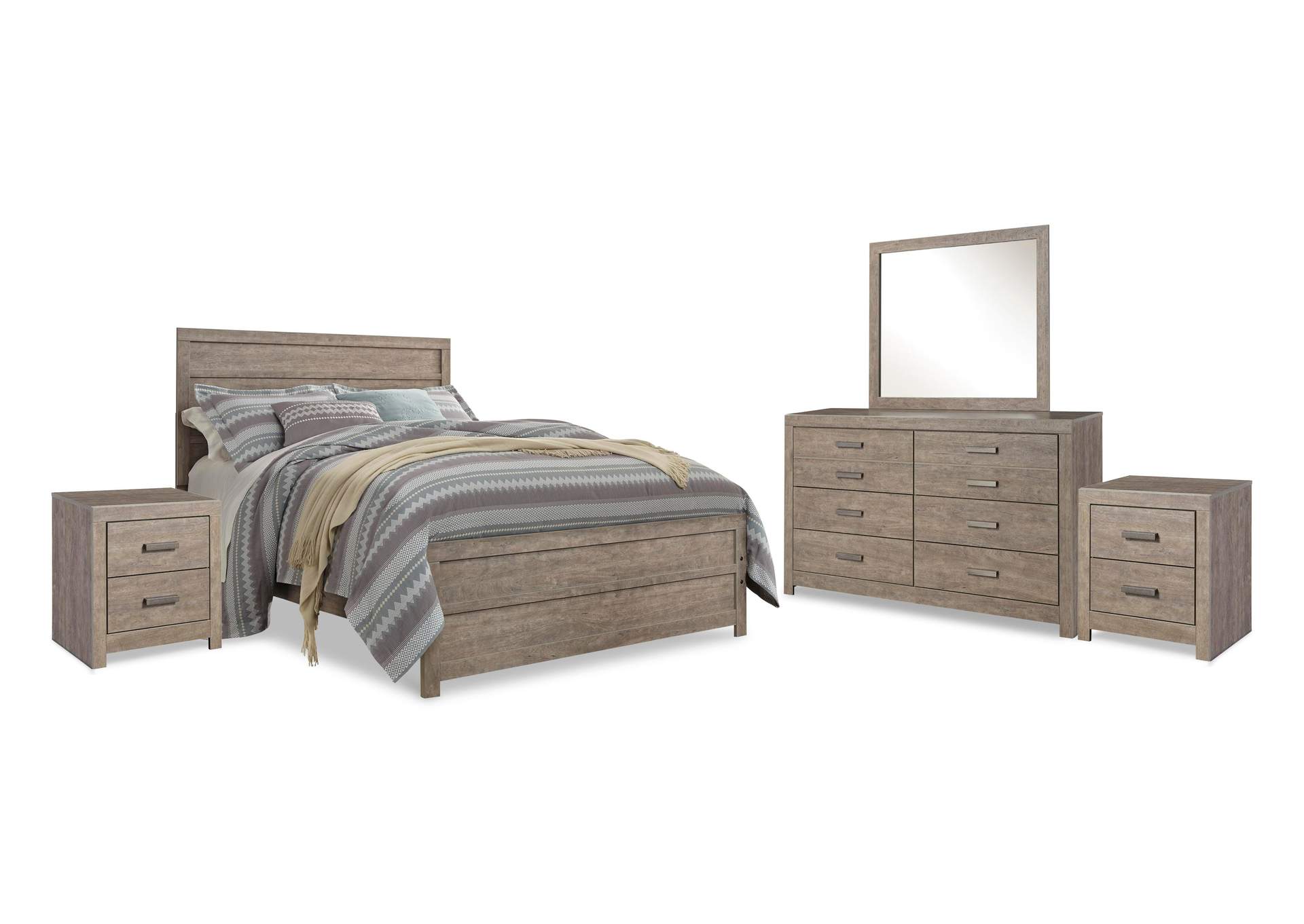 Culverbach Queen Panel Bed with Mirrored Dresser and 2 Nightstands image 1