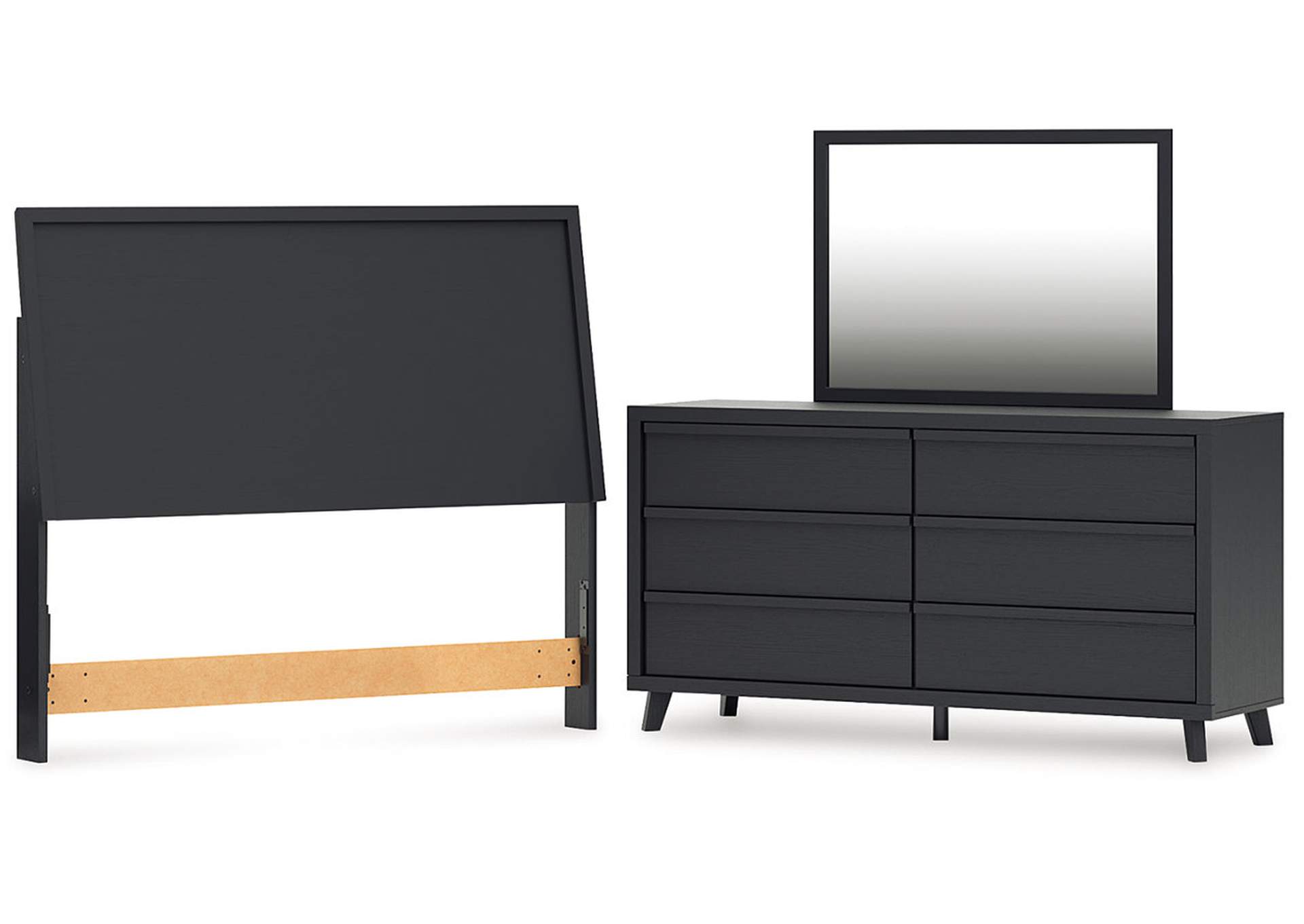 Danziar Queen Panel Headboard with Mirrored Dresser image 1