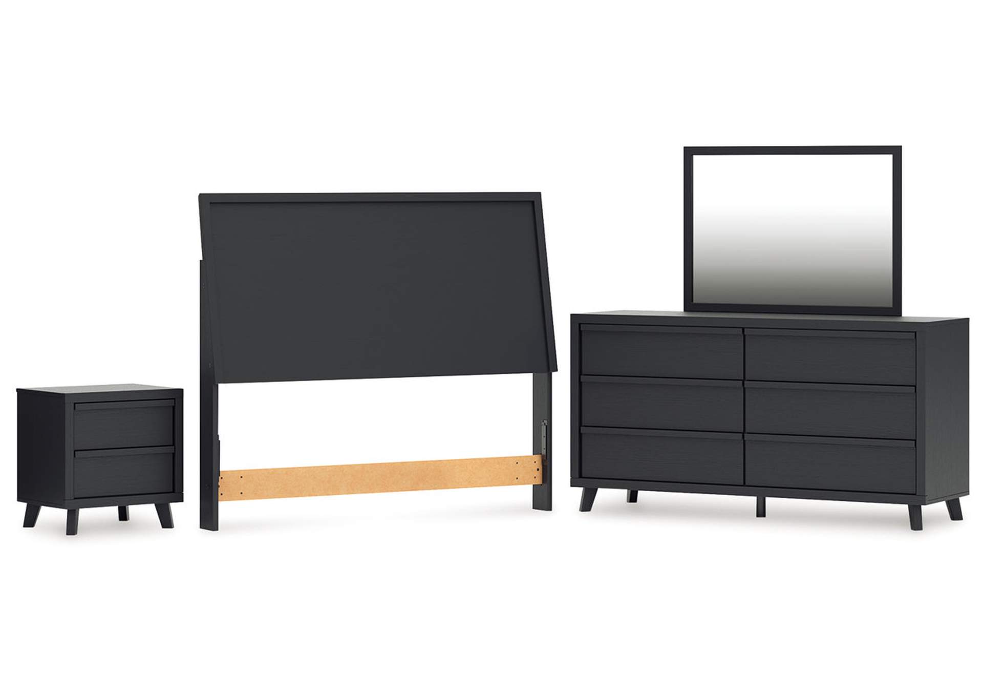 Danziar Queen Panel Headboard with Mirrored Dresser and Nightstand image 1