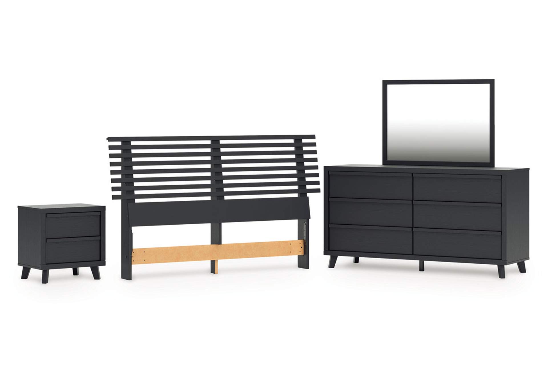 Danziar Queen Panel Headboard with Mirrored Dresser and Nightstand image 1