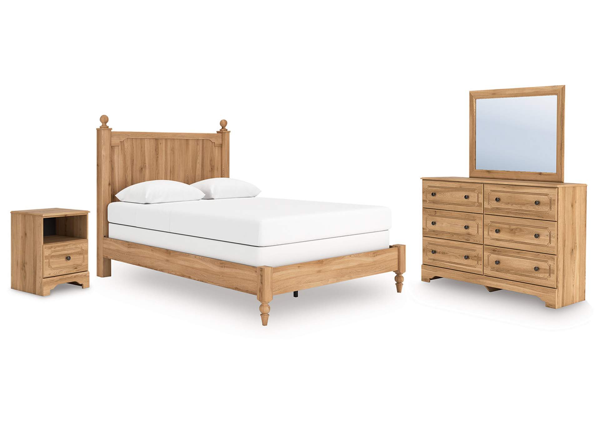 Galletyn Queen Panel Bed with Mirrored Dresser and Nightstand image 1