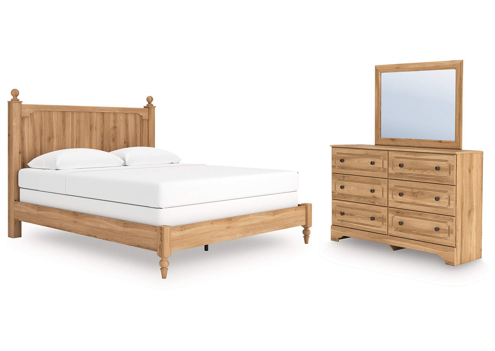 Galletyn King Panel Bed with Mirrored Dresser image 1