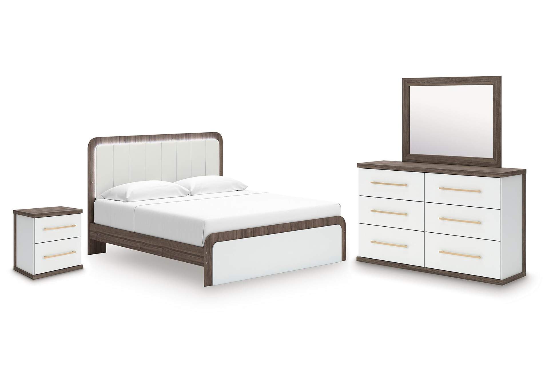 Kendanport King Platform Bed, Dresser, Mirror and Nightstand image 2