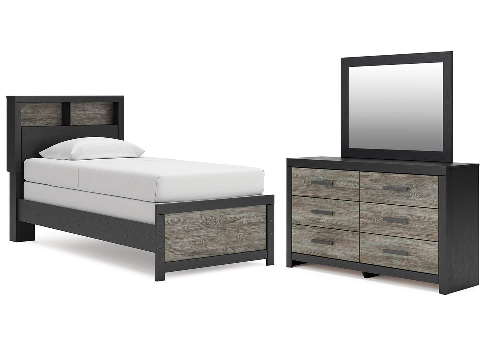 Broachmyn Twin Bookcase Bed, Dresser and Mirror image 2