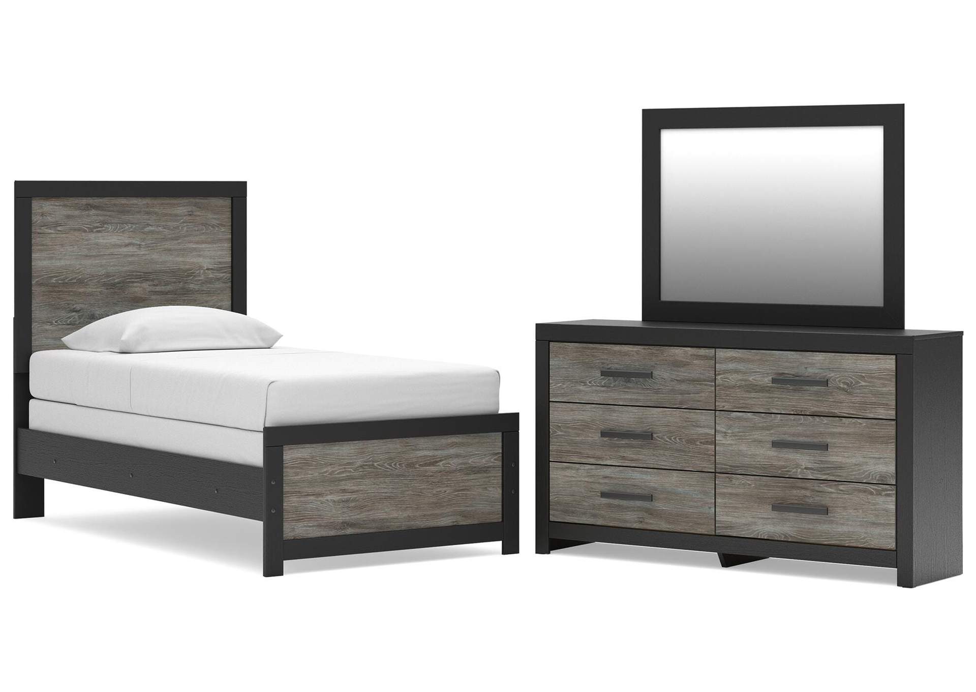 Broachmyn Twin Panel Bed, Dresser and Mirror image 1