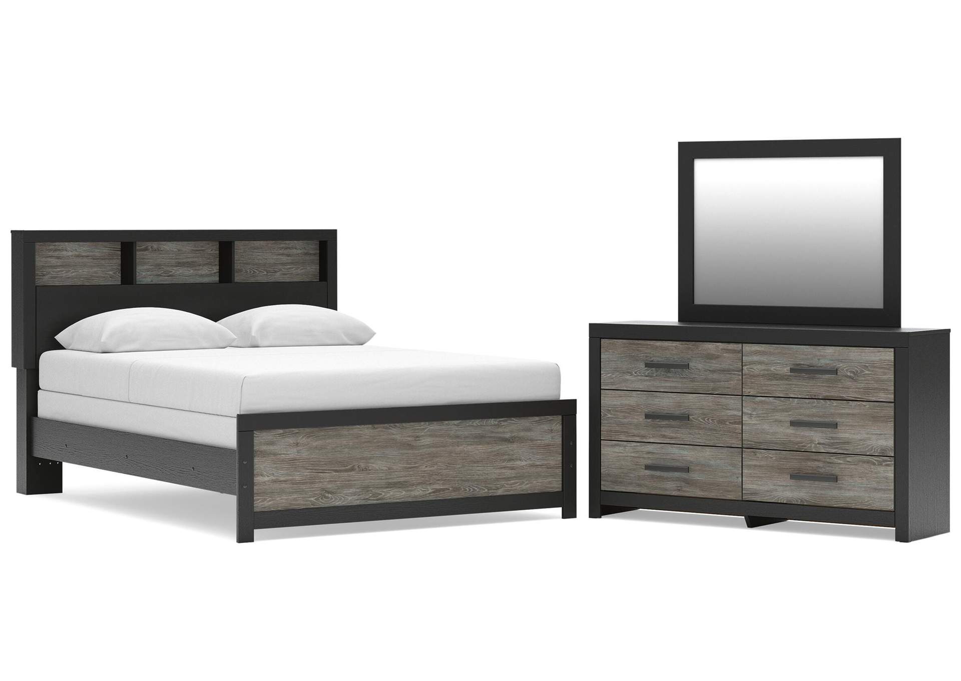 Broachmyn Queen Bookcase Bed, Dresser and Mirror image 1