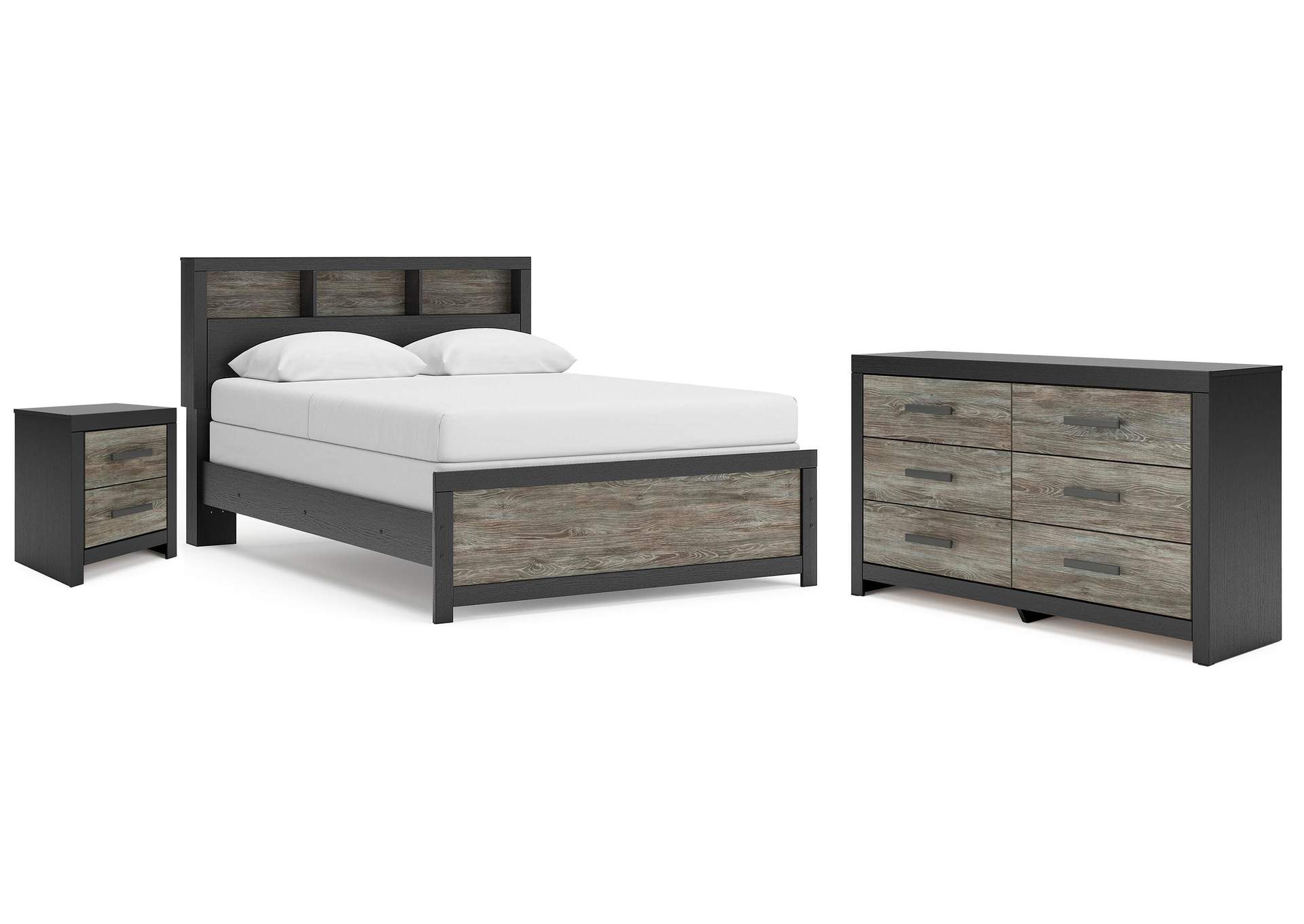 Broachmyn Queen Bookcase Panel Bed, Dresser and Nightstand image 1