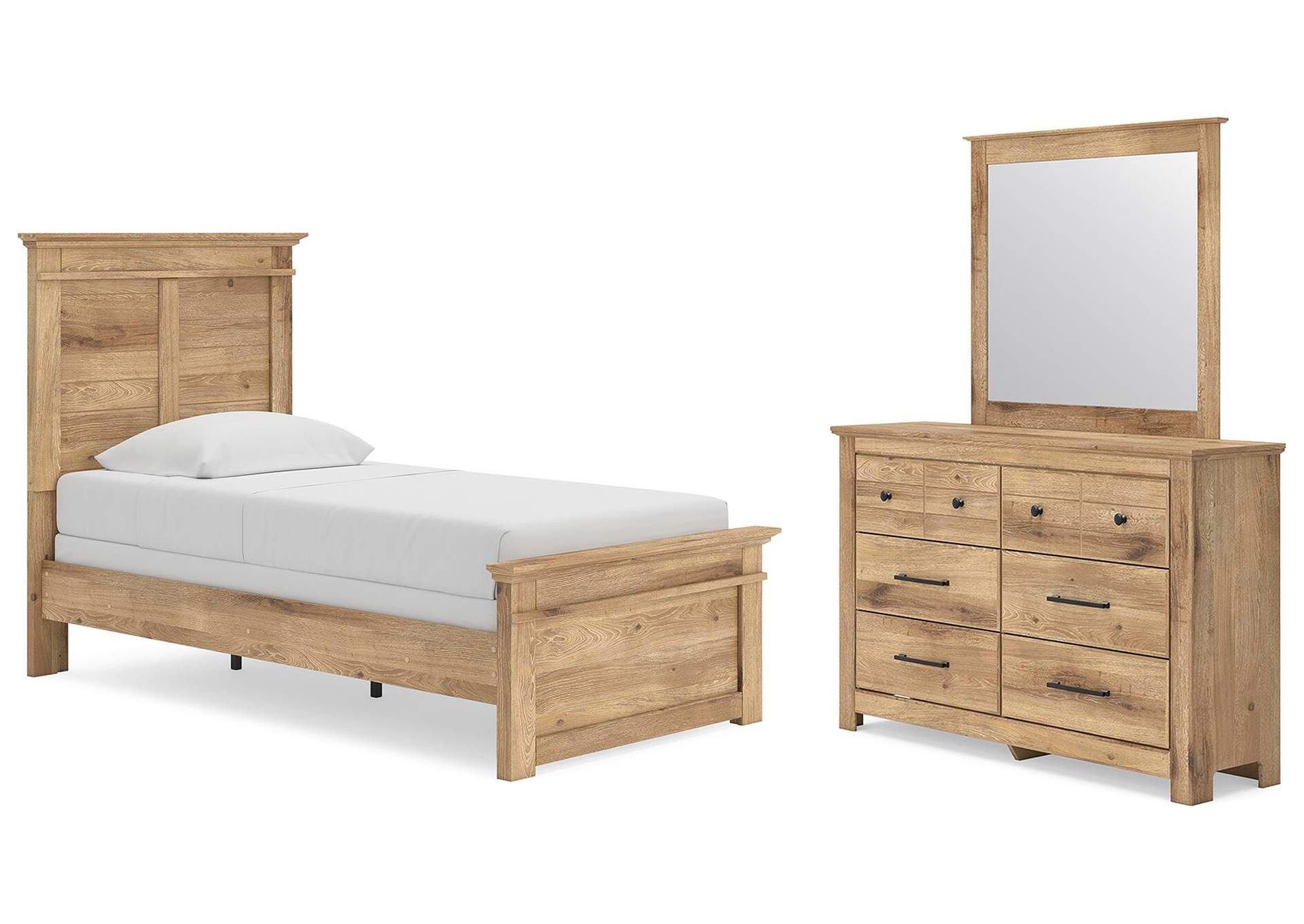 Makidern Twin Panel Bed, Dresser and Mirror image 1