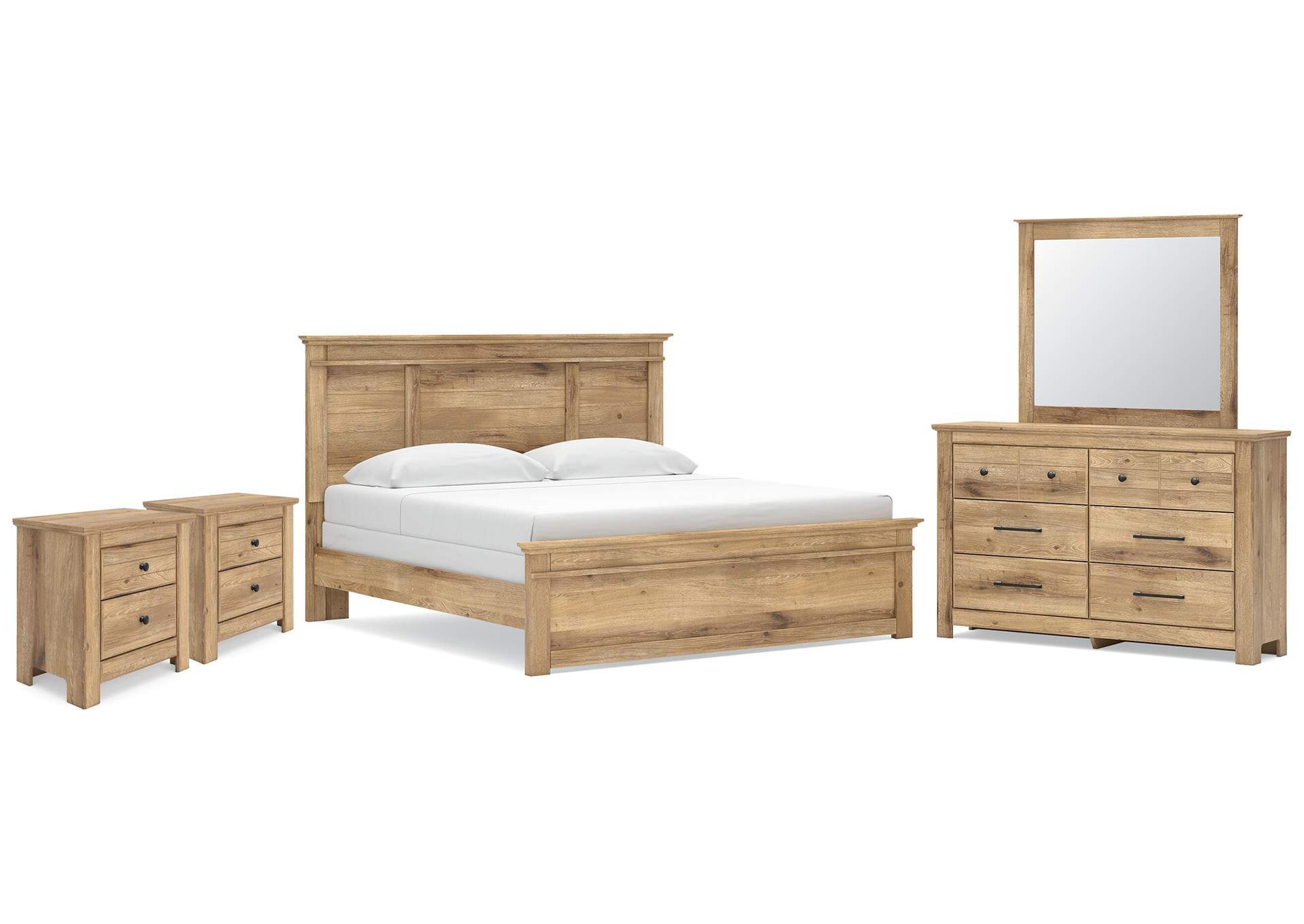 Makidern King Panel Bed, Dresser, Mirror and 2 Nightstands image 1