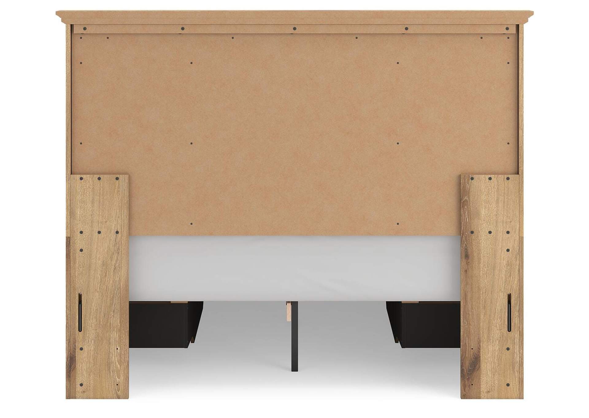 Makidern Queen Panel Bed with Storage, Dresser and Mirror image 3