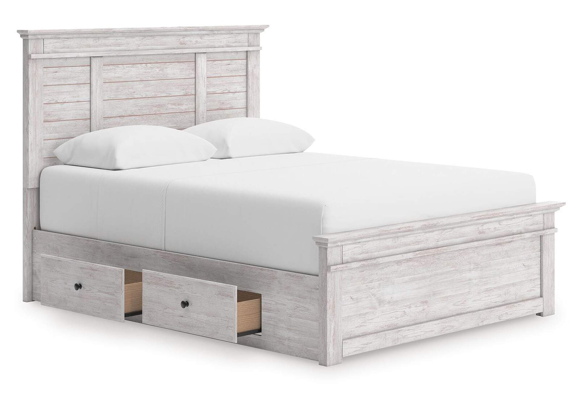 Makidern Queen Panel Bed with Storage, Dresser and Mirror image 13