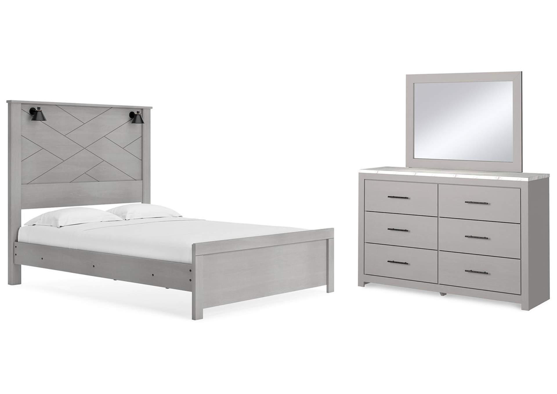 Cottonburg Queen Panel Bed with Mirrored Dresser
